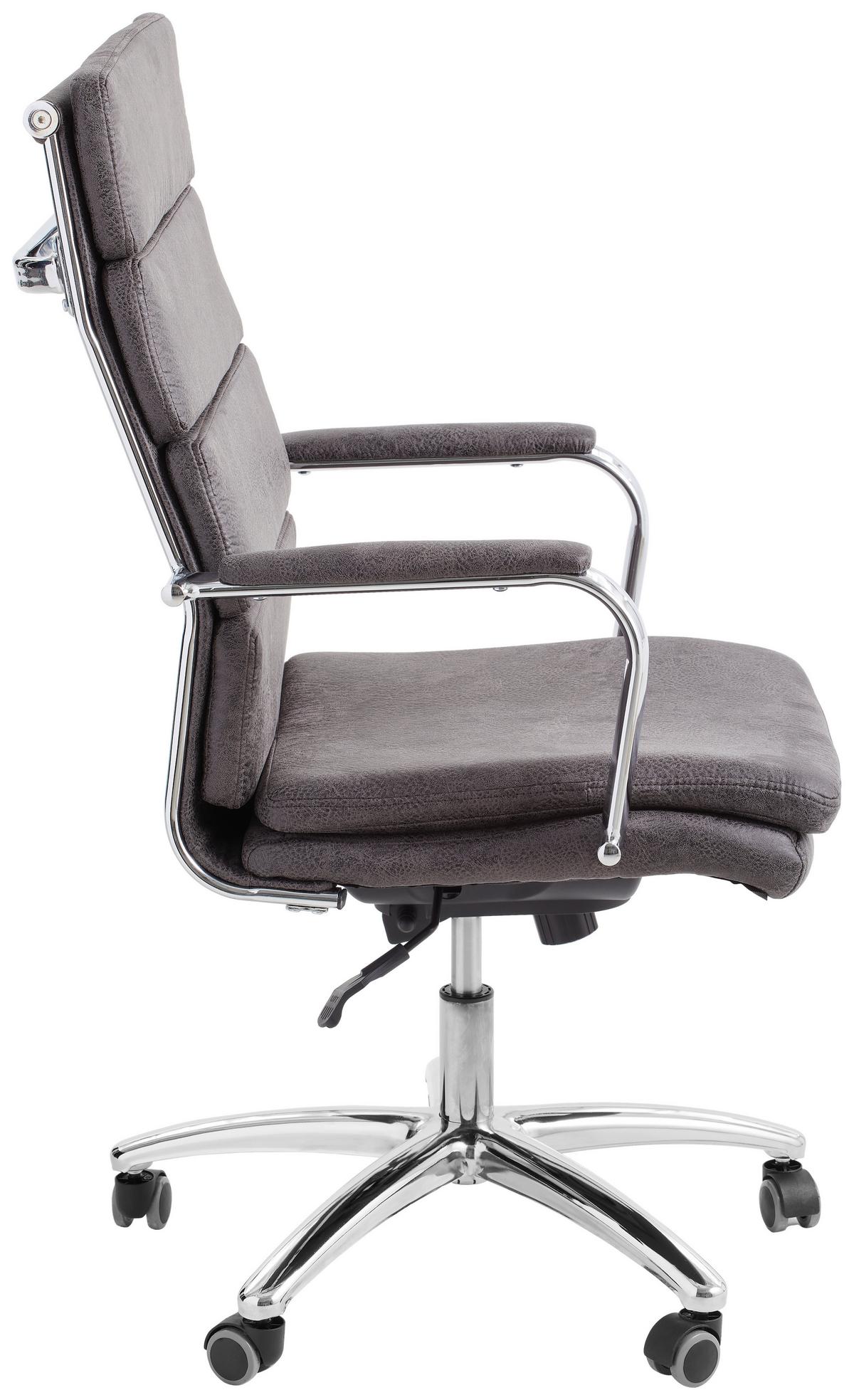 FOTEL SZEFA TOMMASO - antracytowy/kolor chromowy, Konventionell, metal/tkanina (67/107-115/67cm) - Cantus