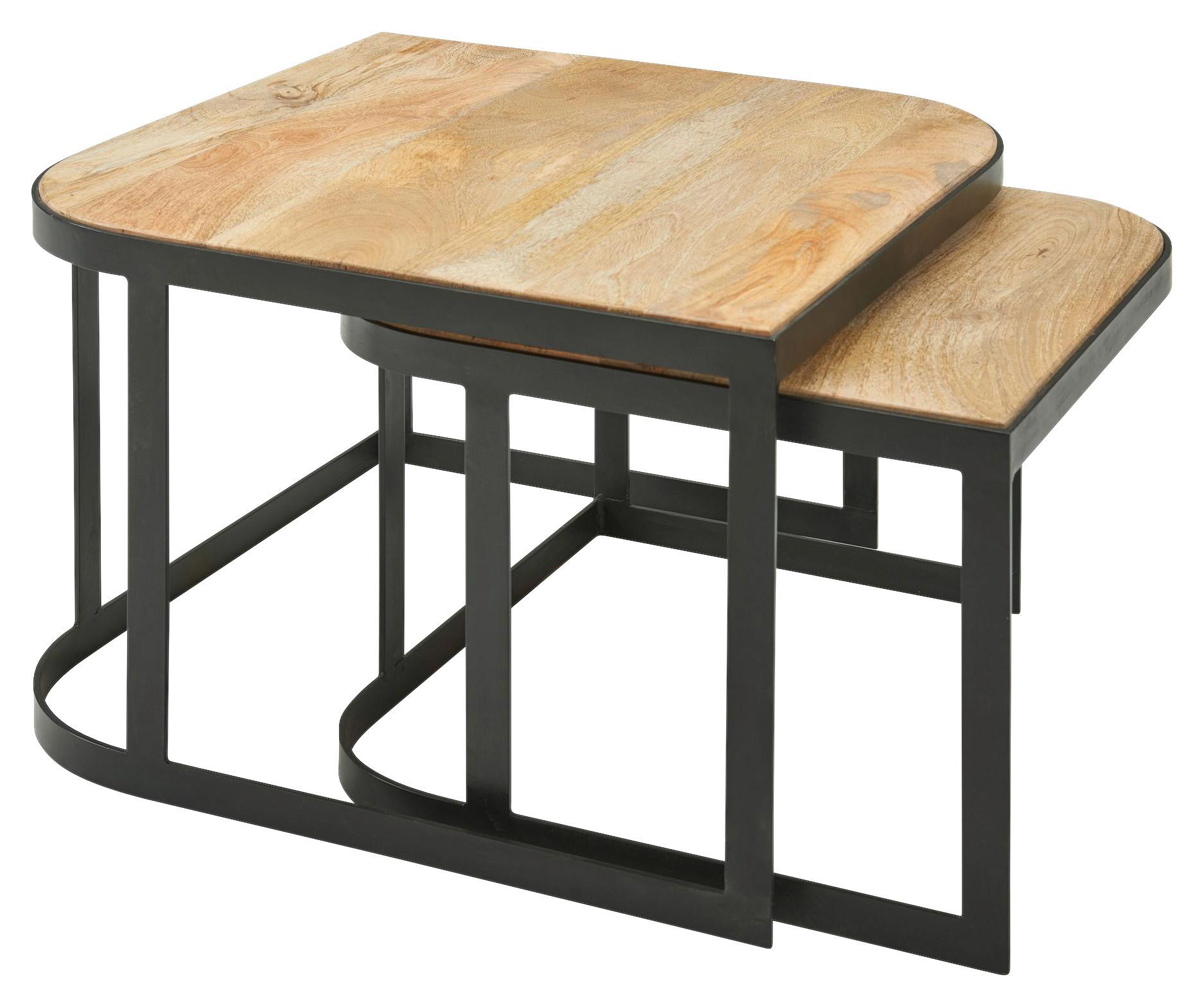 COUCHTISCHSET WOHNLING - Hellbraun/Schwarz, MODERN, Holz/Metall (60/60/40cm) - MID.YOU