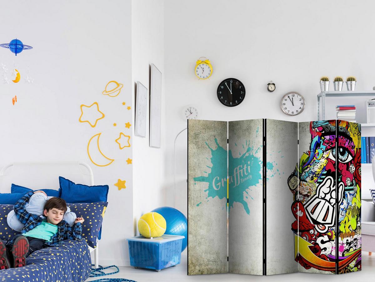 Paravent Graffity Beauty II Multicolor - Multicolor, Basics, Holz/Textil (225/172/3cm) - artgeist