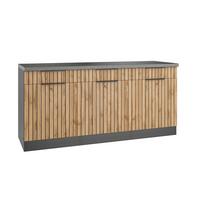 Küchenunterschrank Liverpool Eiche/Graphitfarben - Schieferfarben/Eiche Wotan, Basics, Holzwerkstoff/Metall (180/85/60cm) - Held