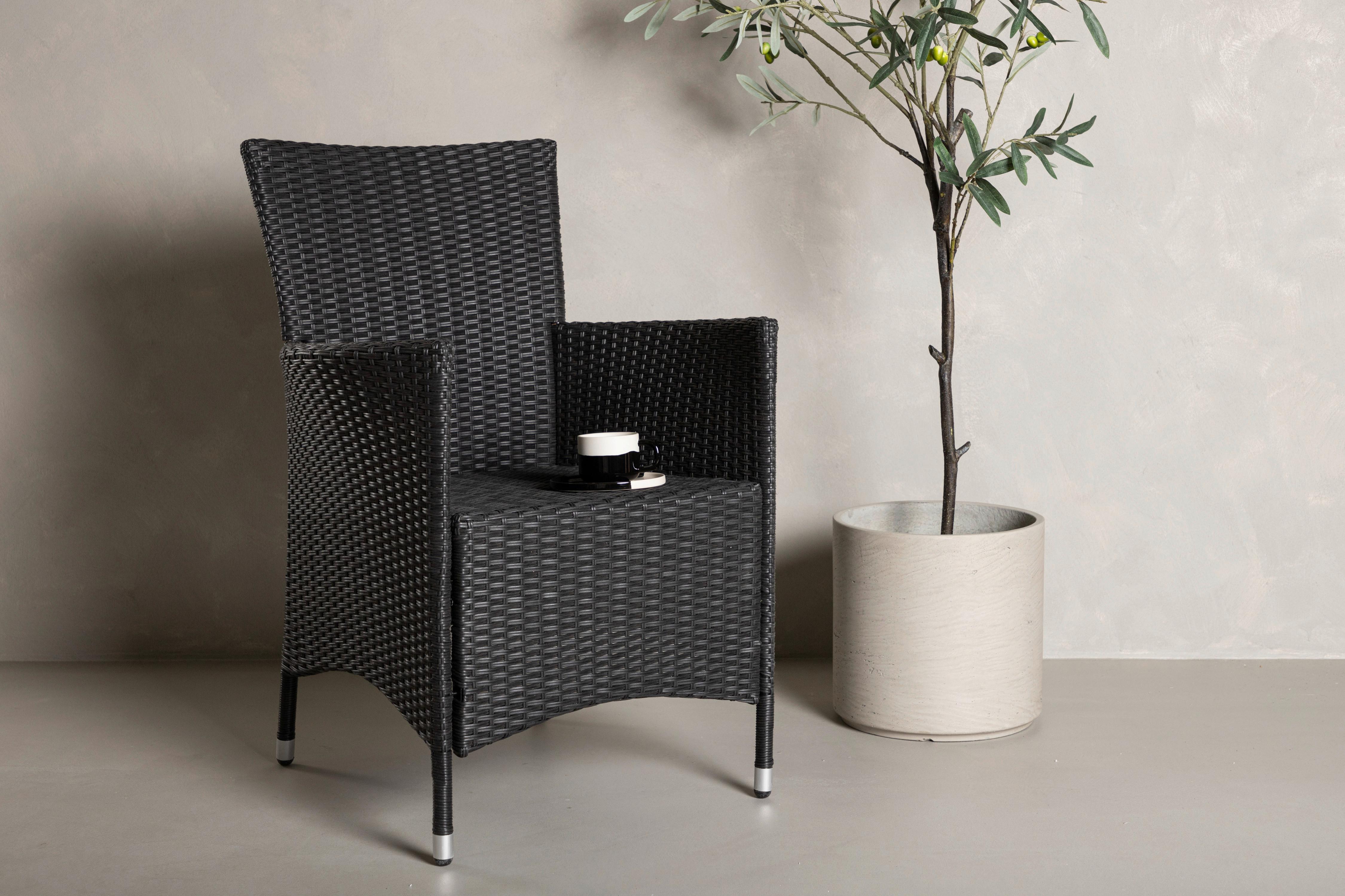 Gartensessel 2er-Set Knick ca. 60x88x60 cm Schwarz - Silberfarben/Schwarz, KONVENTIONELL, Kunststoff/Metall (60/88/60cm) - Gardenson