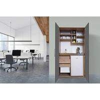 Schrankküche Grau Kühlschrank + Kochfeld  B: ca. 104 cm - Edelstahlfarben/Eichefarben, KONVENTIONELL, Holzwerkstoff/Metall (104/193/67cm) - Respekta