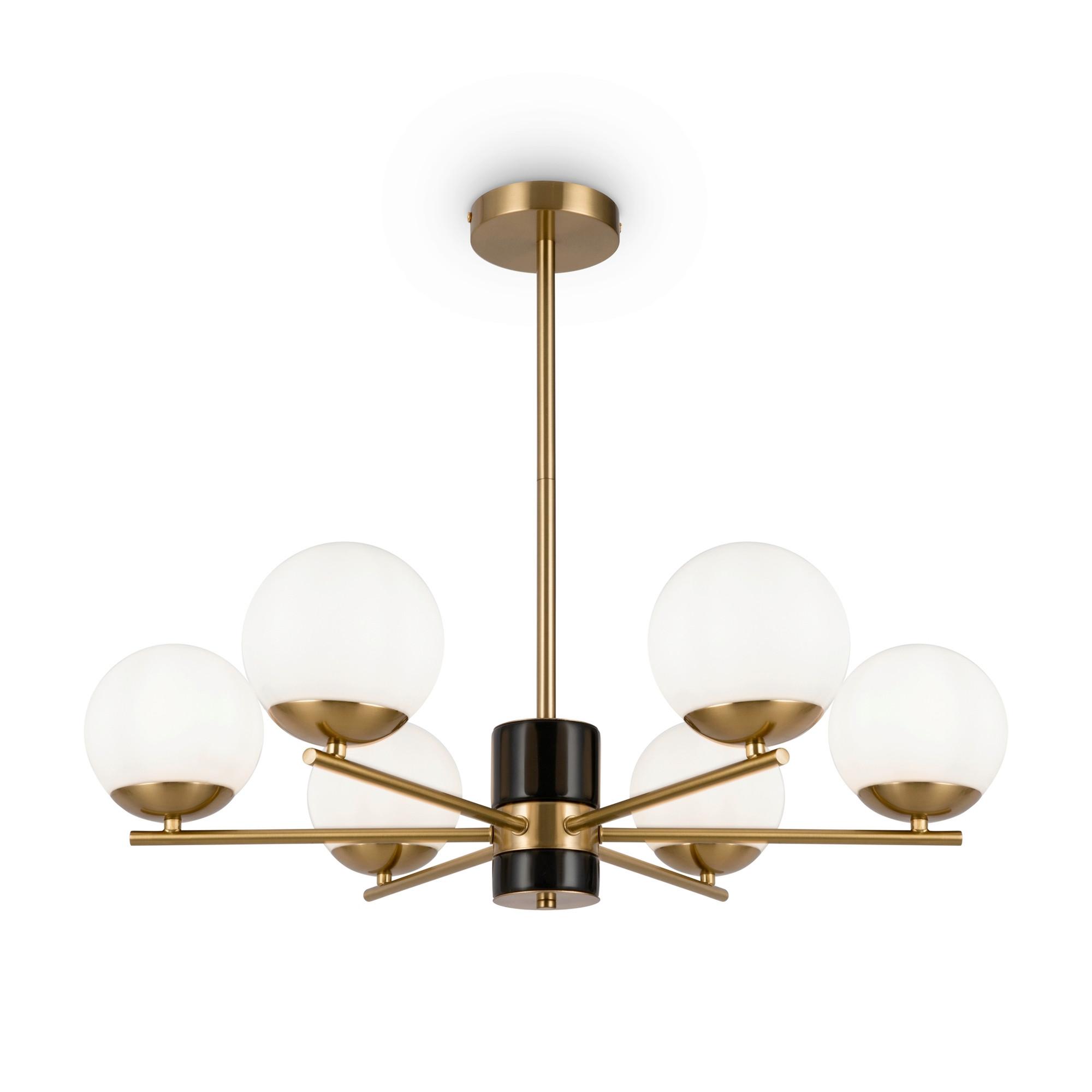 Pendelleuchte Marble Weiß max. 60 Watt - Messingfarben/Weiß, Trend, Glas/Metall (67/56cm) - MAYTONI