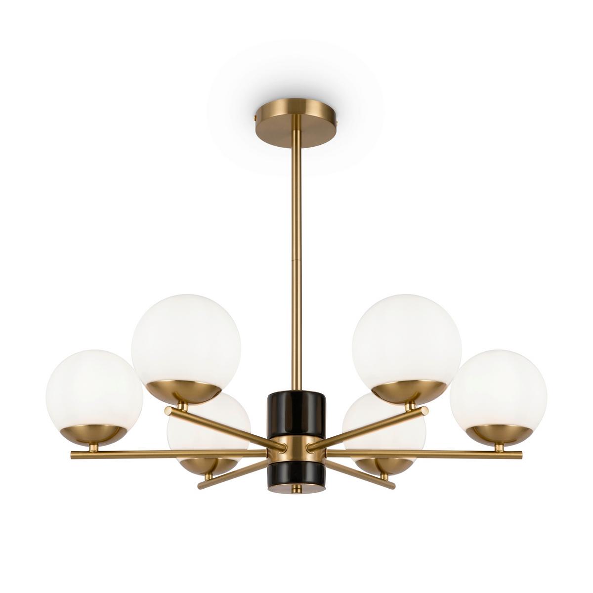 Pendelleuchte Marble Weiß max. 60 Watt - Messingfarben/Weiß, Trend, Glas/Metall (67/56cm) - MAYTONI