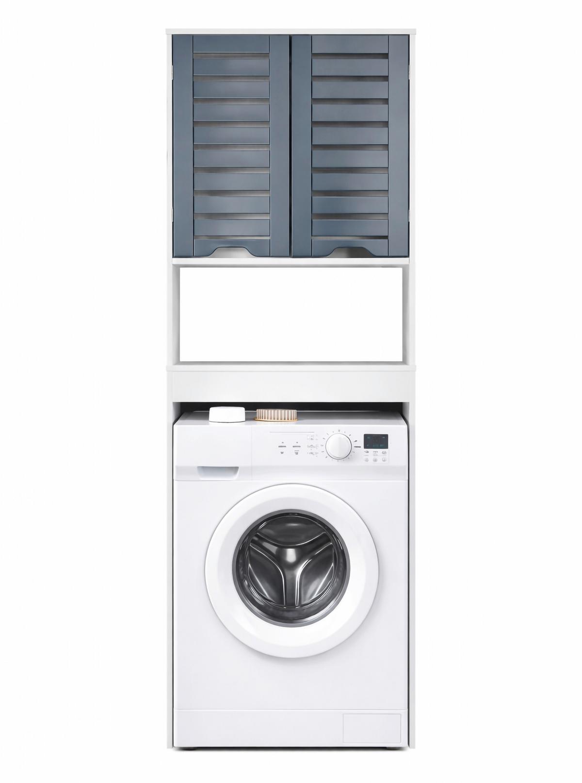 Waschmaschinenschrank Flonali - Weiss/Anthrazit, Trend, Holzwerkstoff (63/179/23cm) - MID.YOU