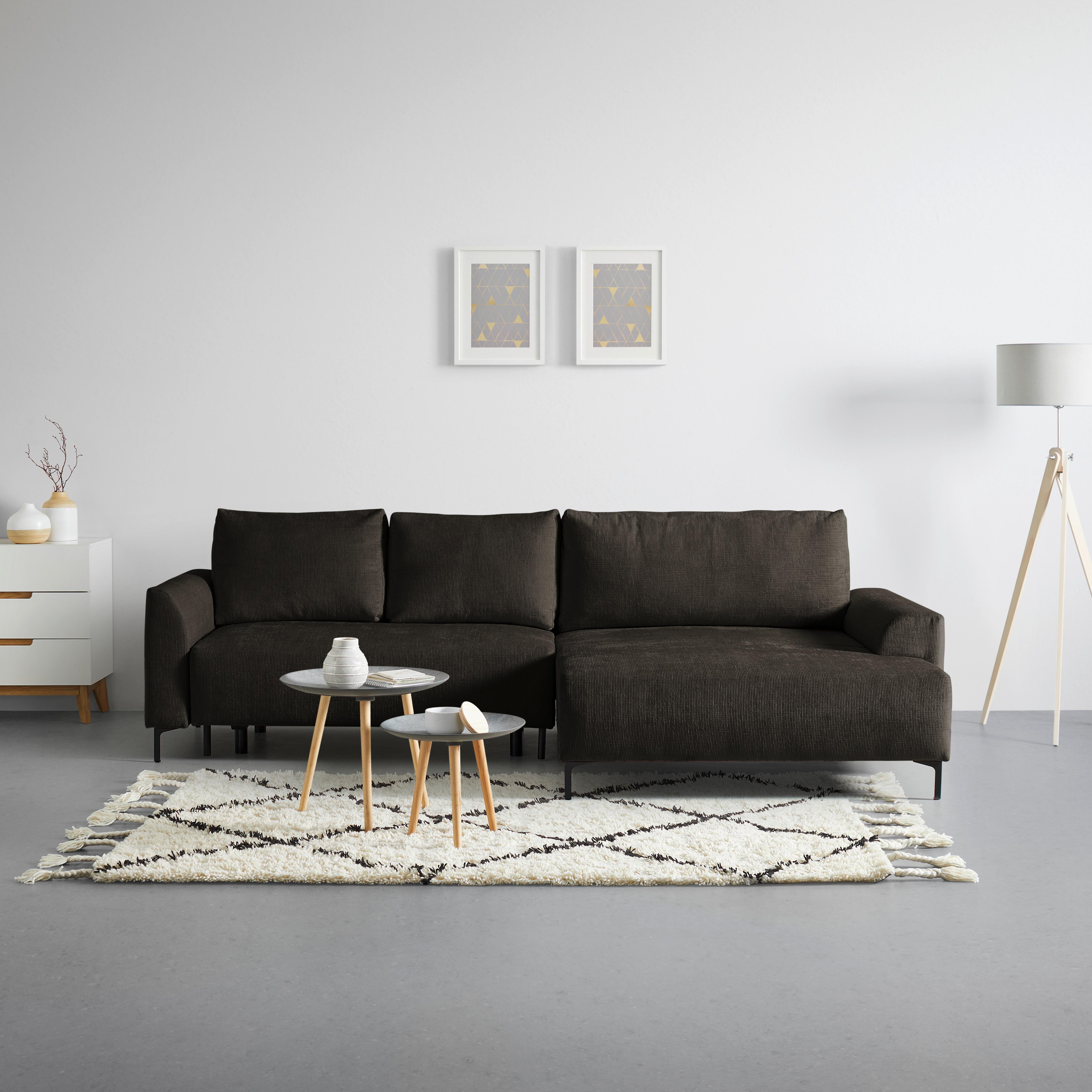 Ecksofa Integra Anthrazit - Anthrazit/Schwarz, Textil/Metall (294/81-93/170cm) - Mömax