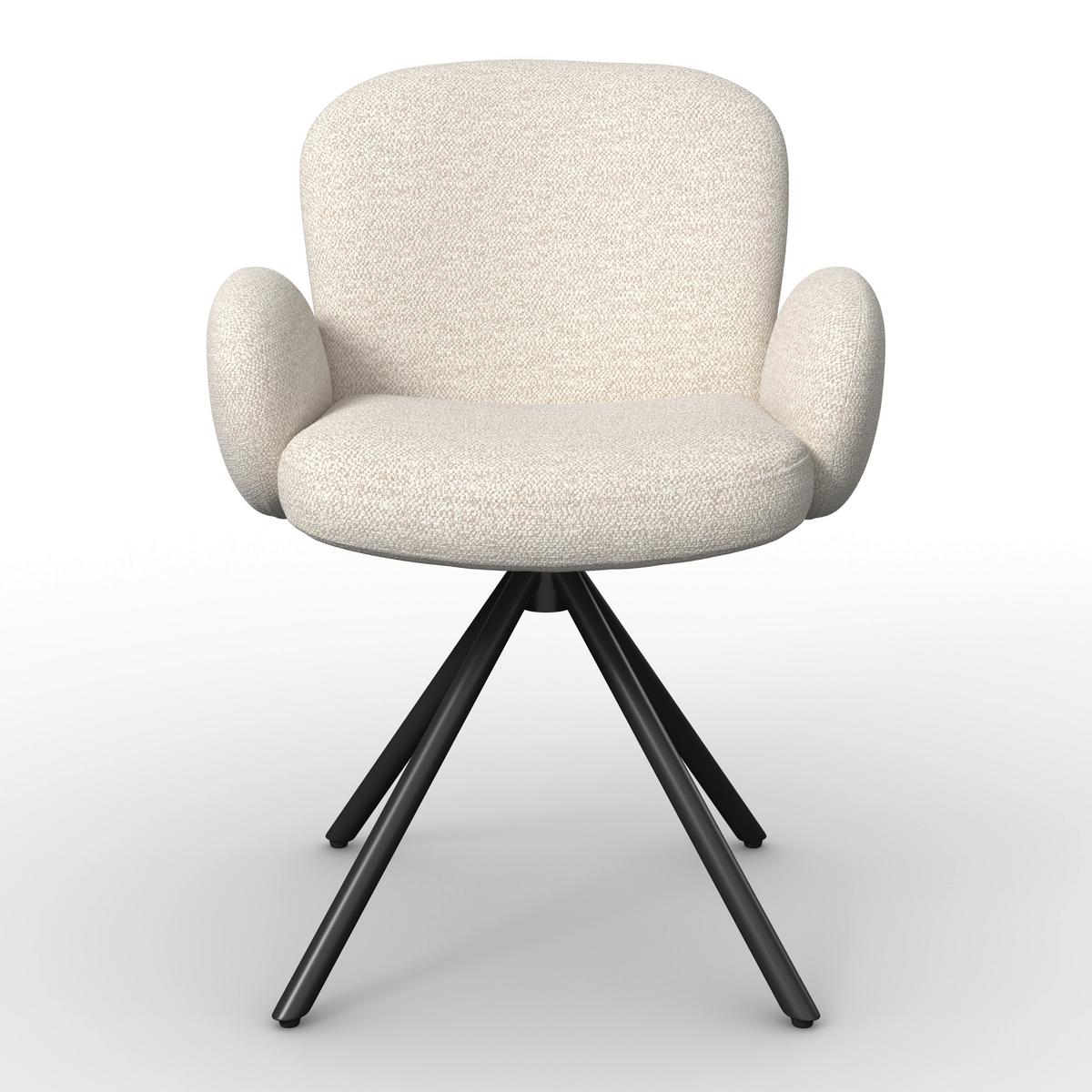 Armlehnstuhl Josea Creme Chenille Drehbar Gepolstert - Creme/Schwarz, MODERN, Holz/Textil (64/85/63cm) - Bessagi Home