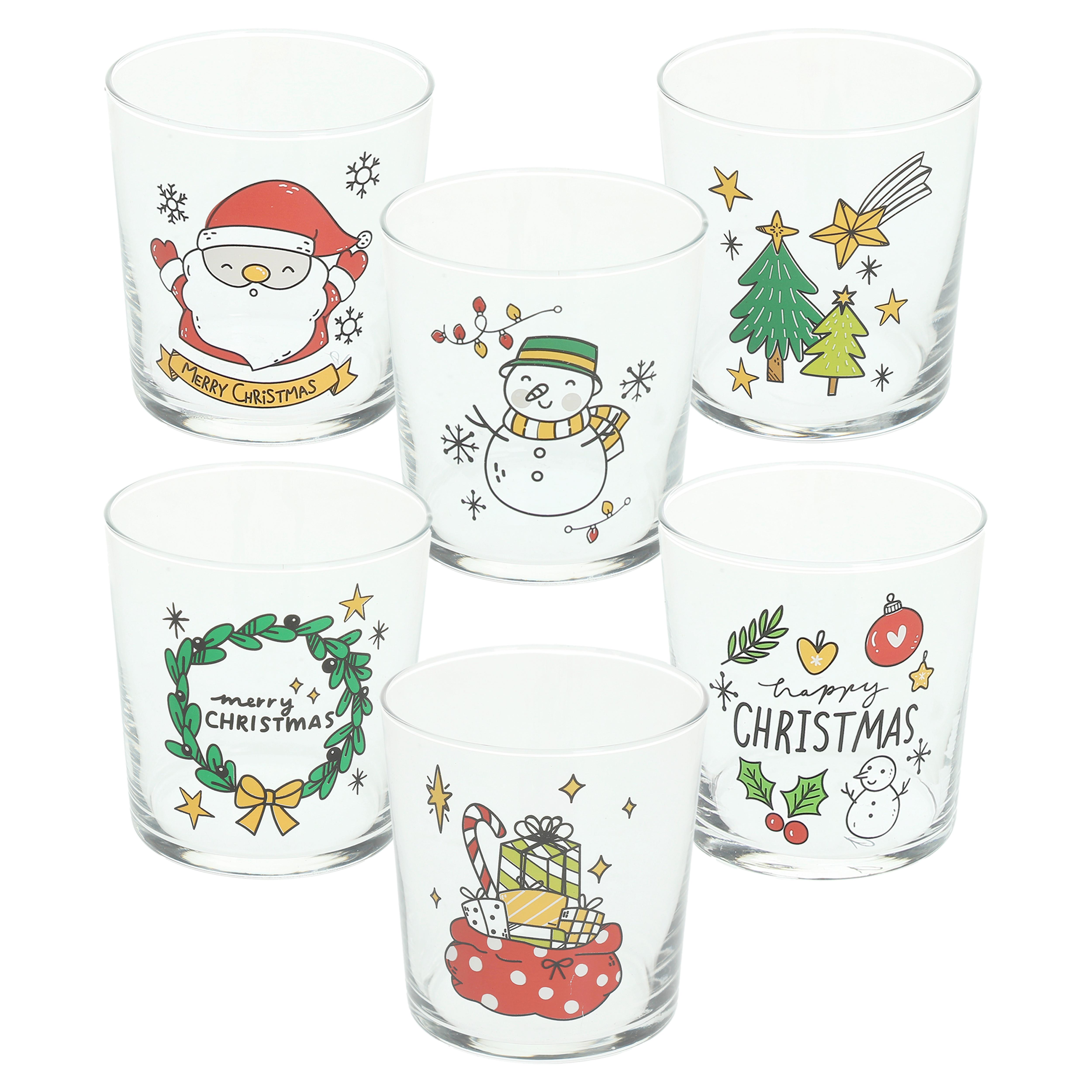 Pohár Xmas - többszínű, Üveg (8/9cm)