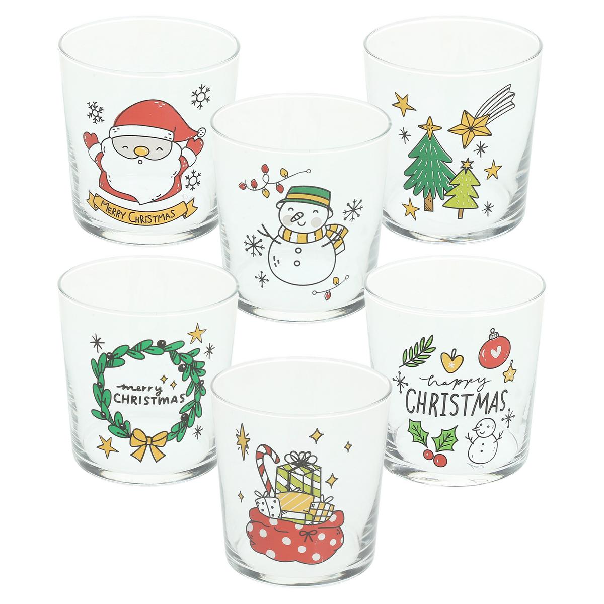 Pohár Xmas - többszínű, Üveg (8/9cm)