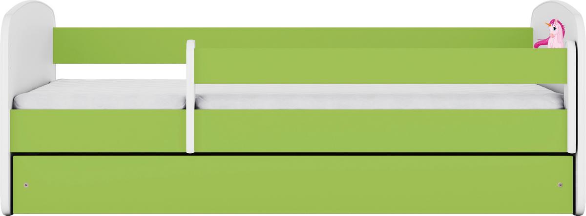 Otroška Postelja Babydreams, Bela, Zelena, 80x160cm - zelena/bela, Moderno, leseni material/tekstil (80/160cm) - MID.YOU