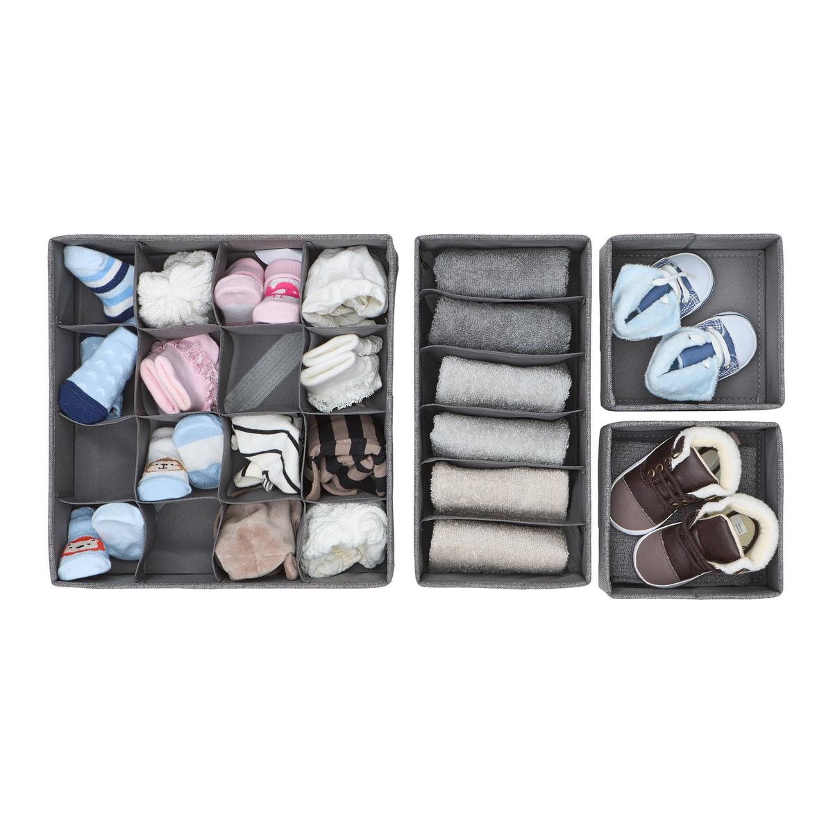 Set de cutii pentru depozitare Ludwig - gri închis, Modern, hârtie/textil - Mömax