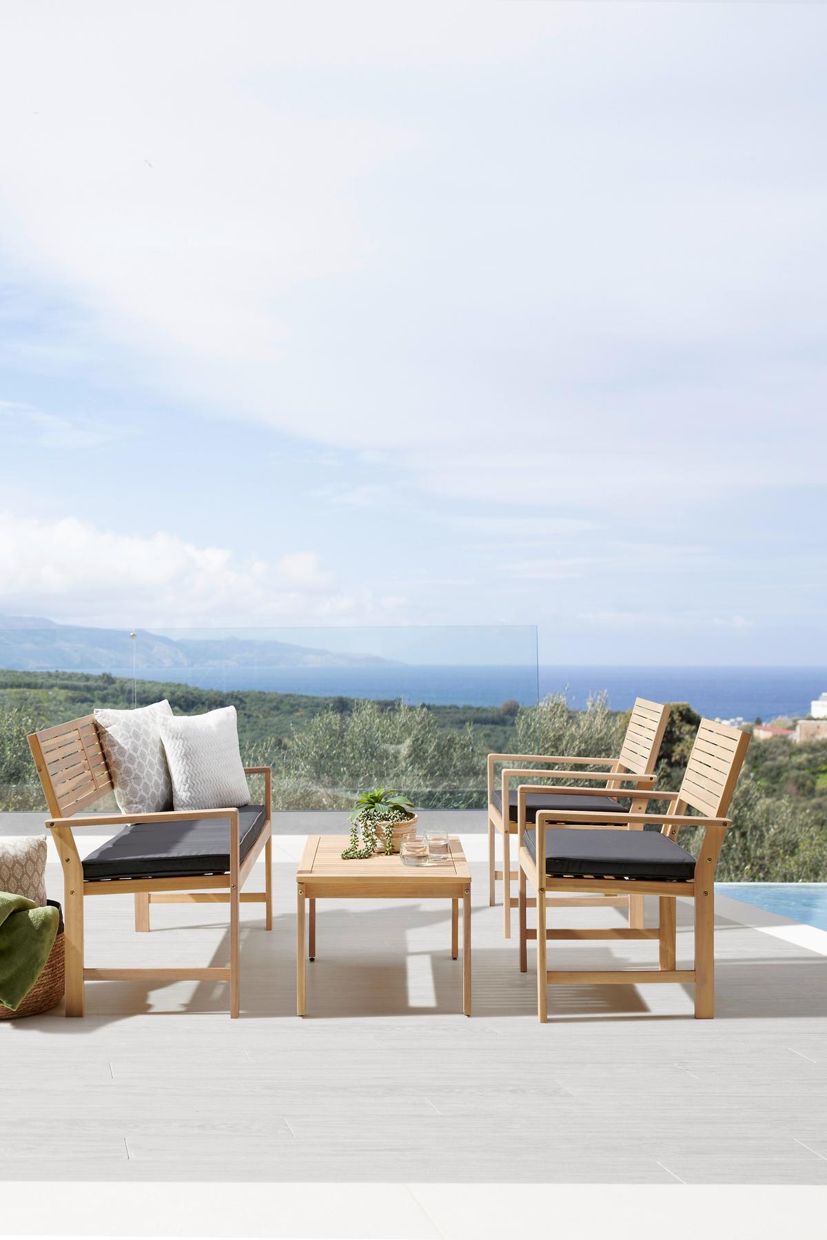 Lounge Garnitura Bergen, Barva Akacije, Temno Siva - temno siva/barve akacije, Moderno, tekstil/les (73cm) - Beldano