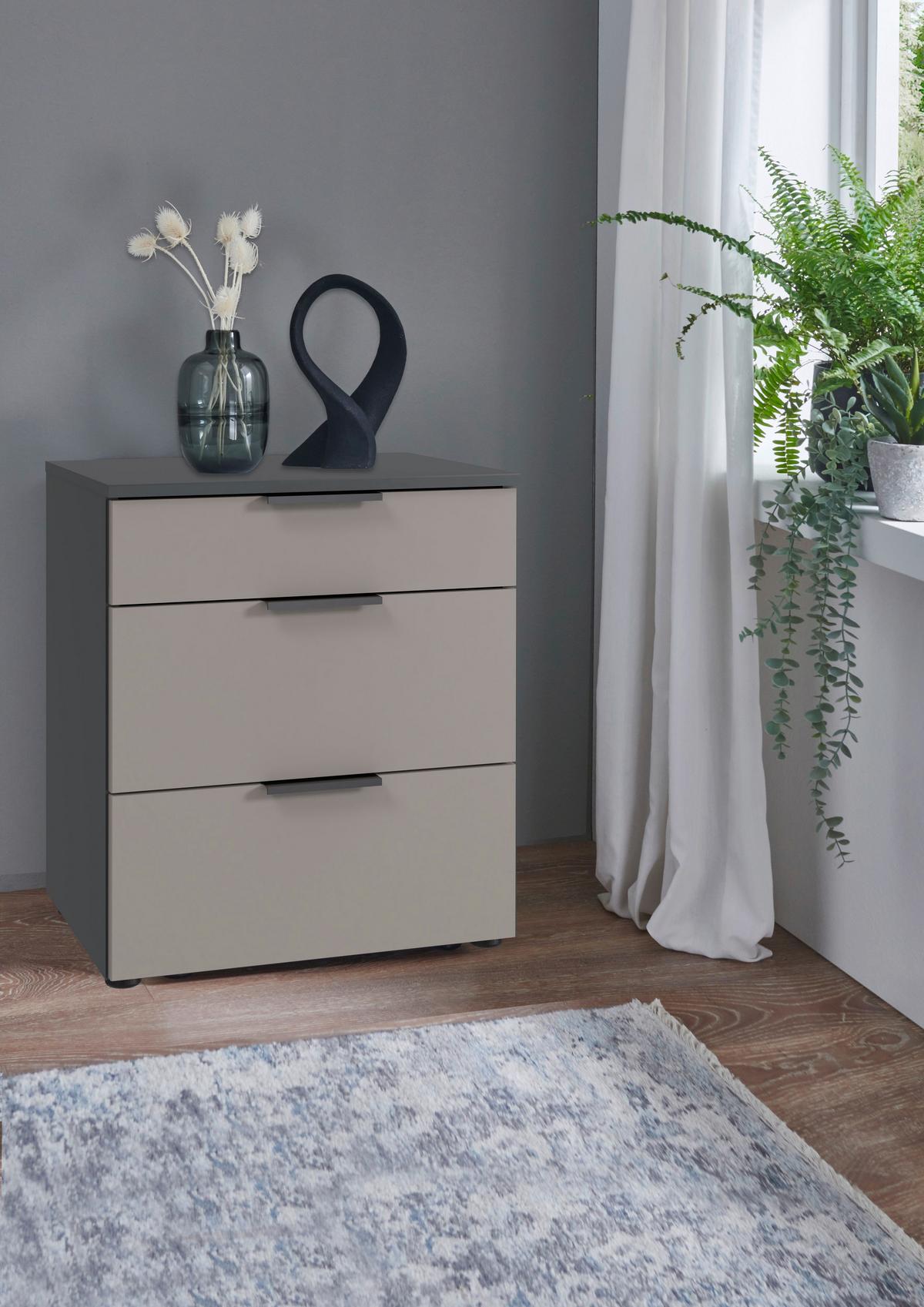 SZAFKA NOCNA OXFORD - sahara/czarny, Design, materiał drewnopochodny/tworzywo sztuczne (54/70/41cm) - Boxxx