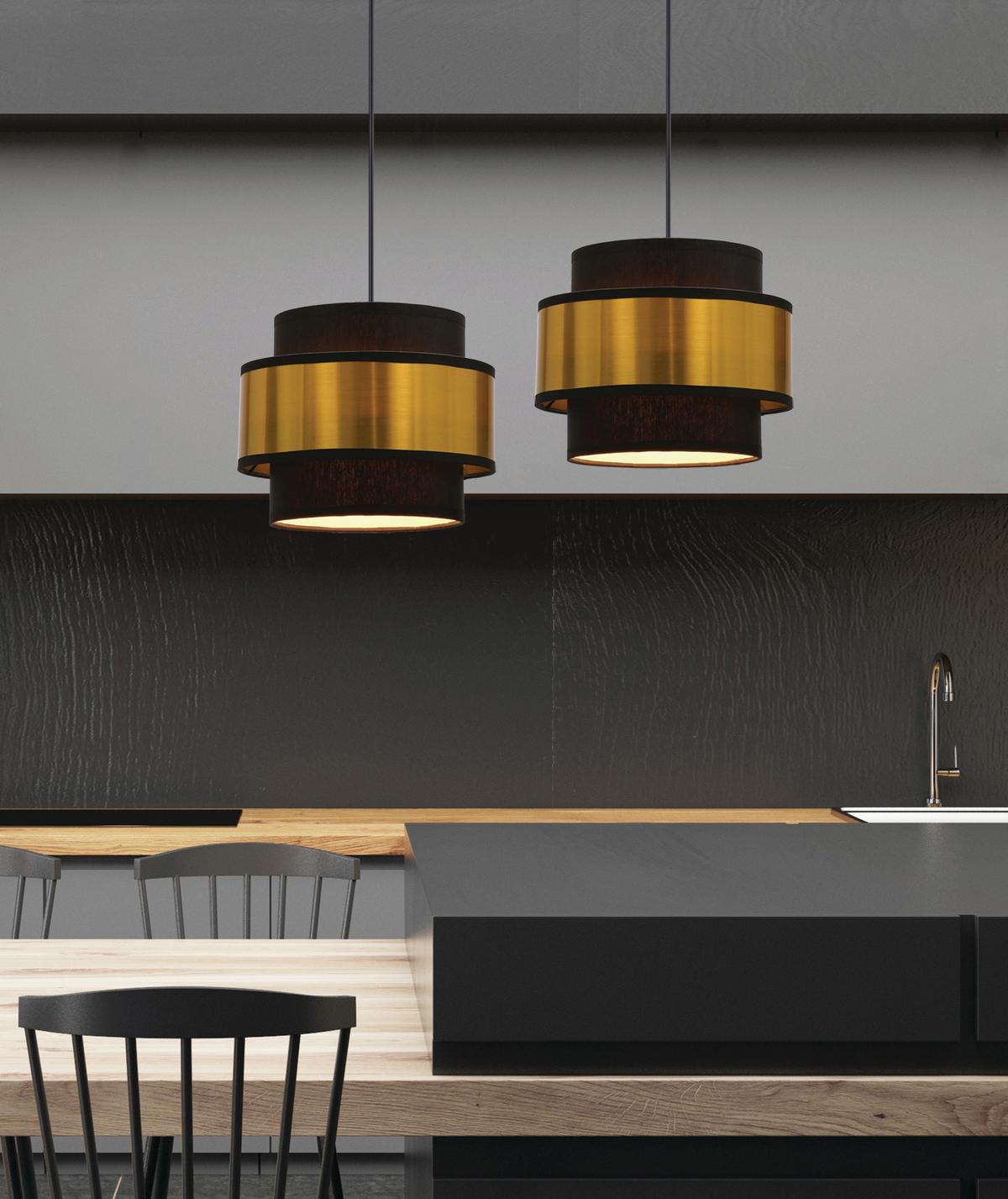 Viseća Svjetiljka Prestige - zlatne boje/crna, Design, metal/plastika (55/20/100cm)