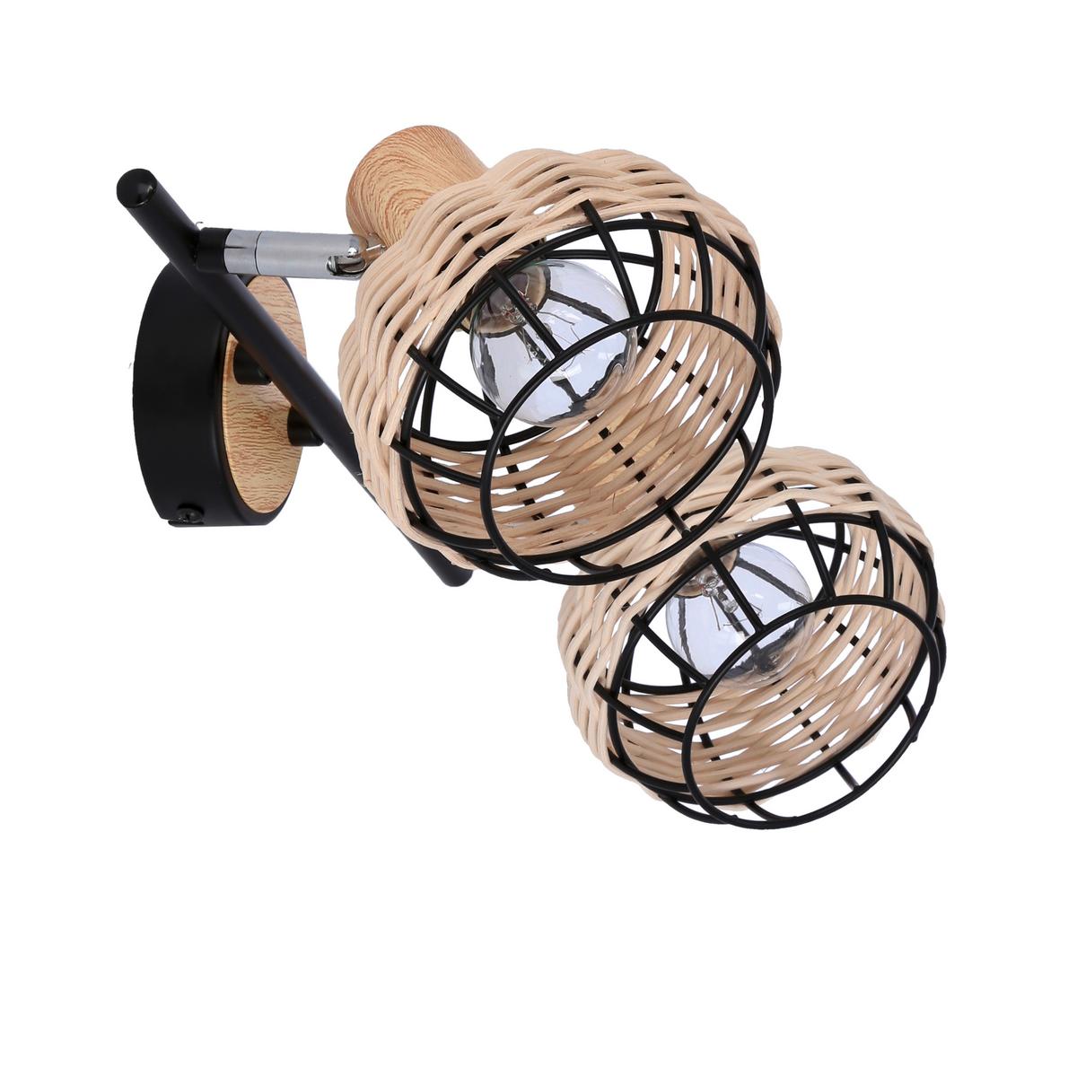 Reflektor Tajga - crna, Natur, drvo/metal (44/12/18cm)