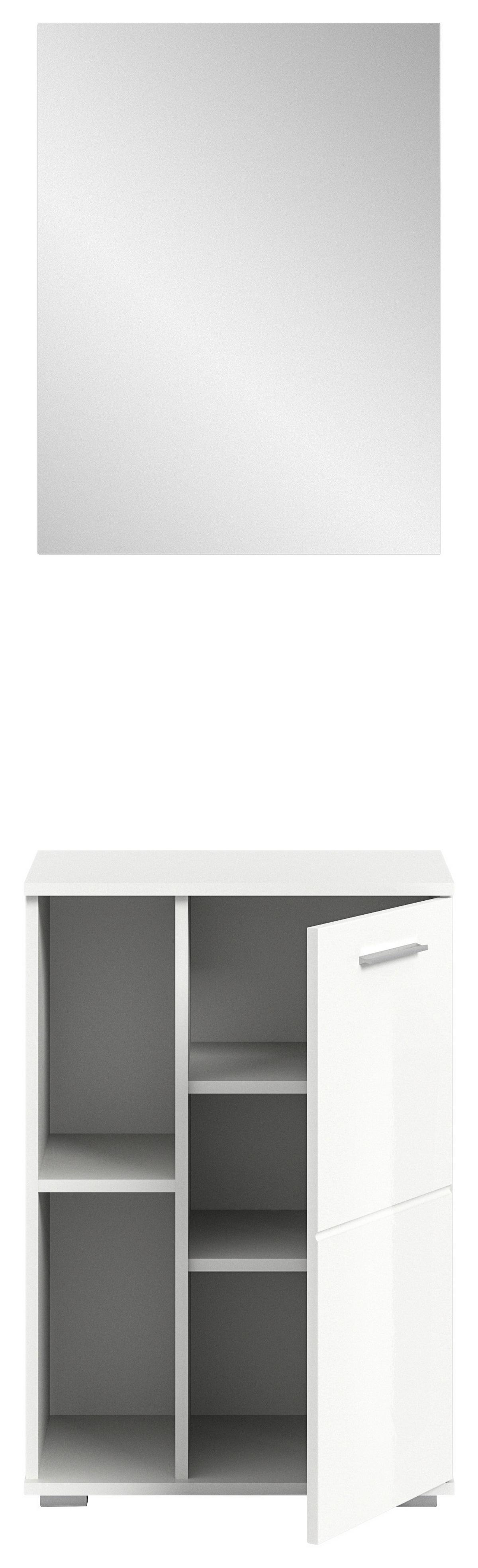 Predsoba Prego, Bela Visok Sijaj, 2-Delna - bela/visoki sijaj, Design, steklo/leseni material (55/191/37cm) - MID.YOU