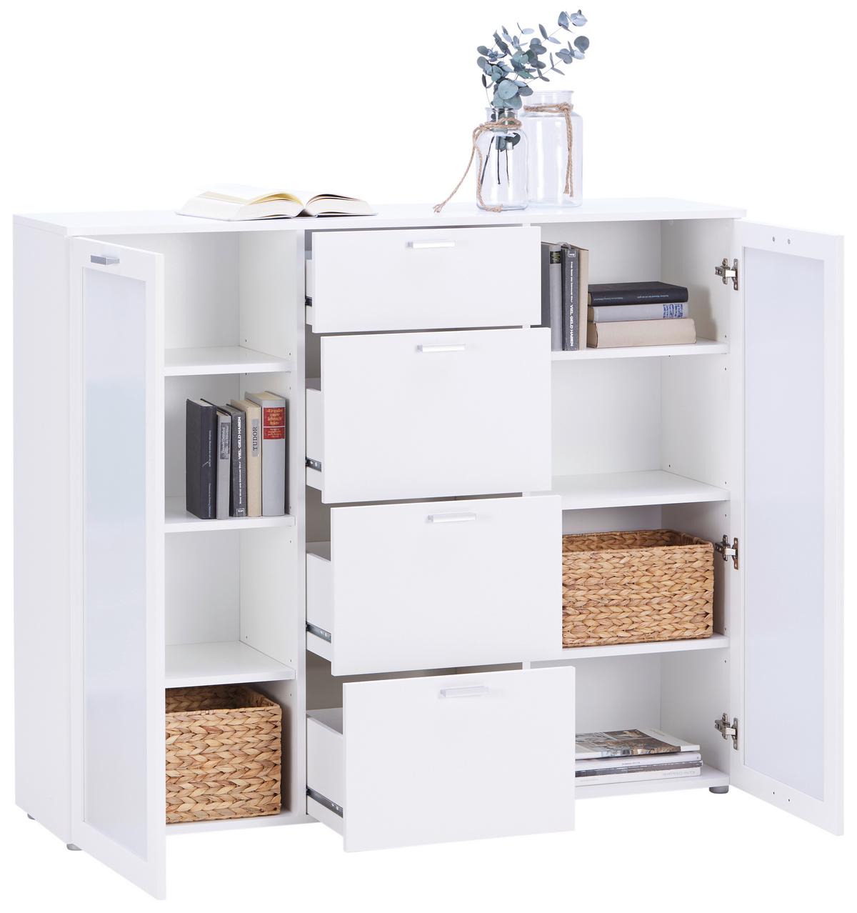 Highboard Xeno in Weiss - Weiss, Konventionell, Holzwerkstoff/Kunststoff (135/115/37cm) - Mömax