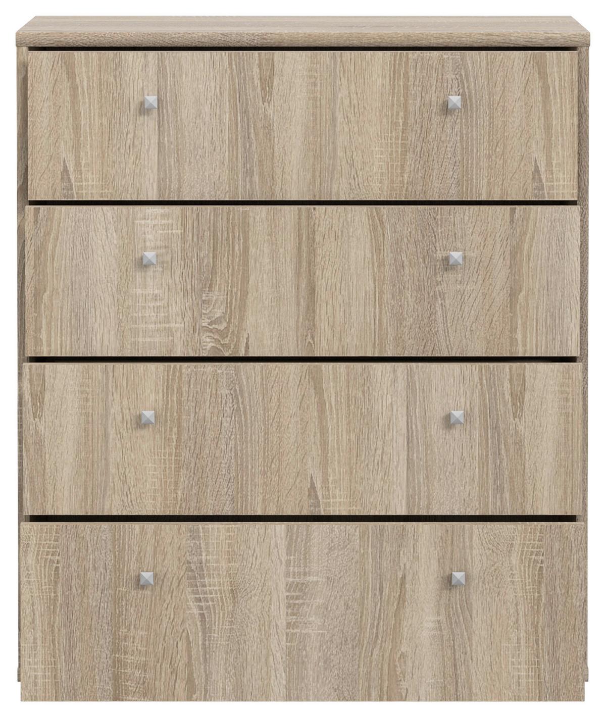 Komoda Tempra 2, Barva Hrasta - barve aluminija/hrast sonoma, Design, umetna masa/leseni material (73,7/85,5/34,8cm)