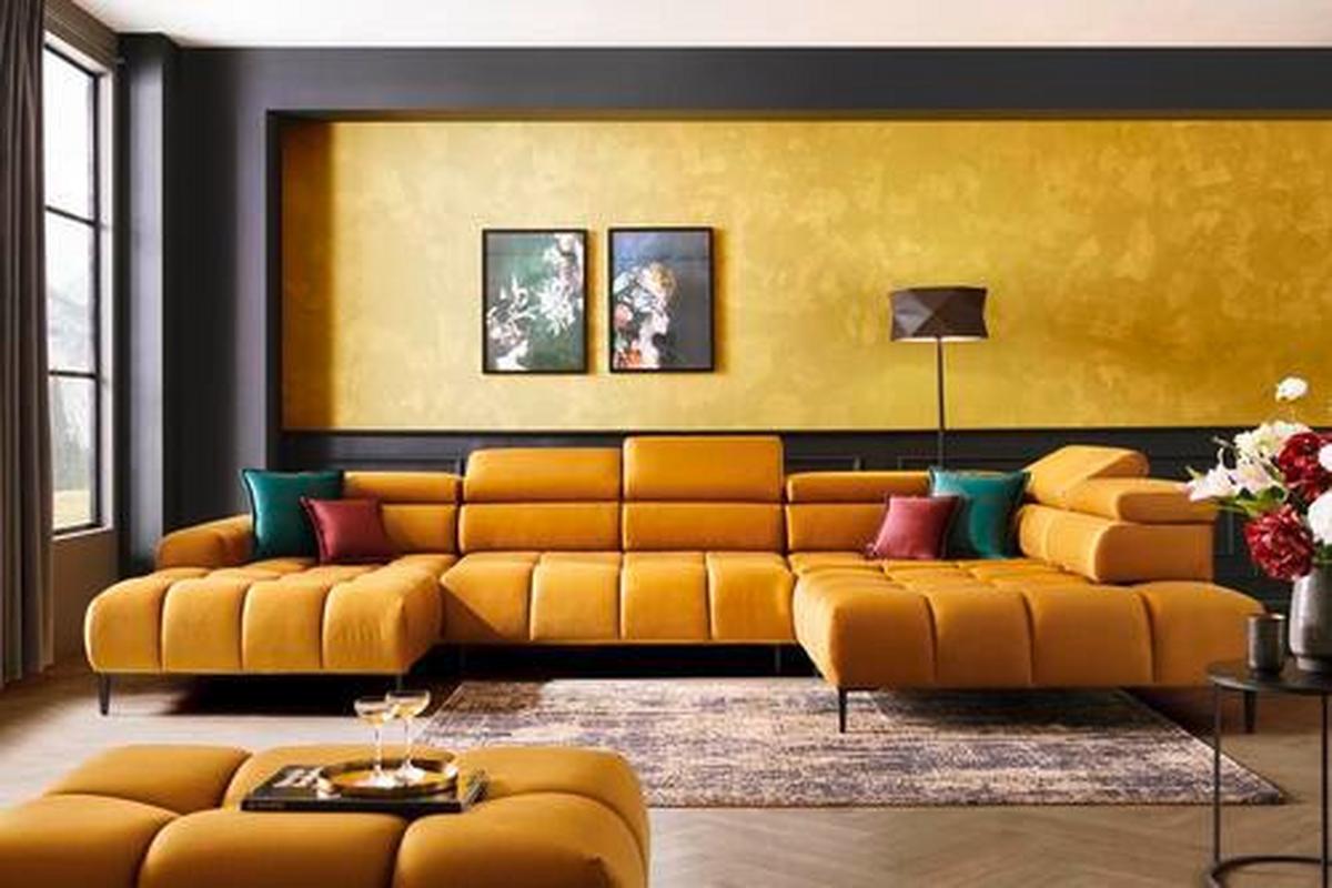 Coltar IMPERIA -EXKLUSIV- - galben curry, Design, textil (216/385/177cm) - Modern Living