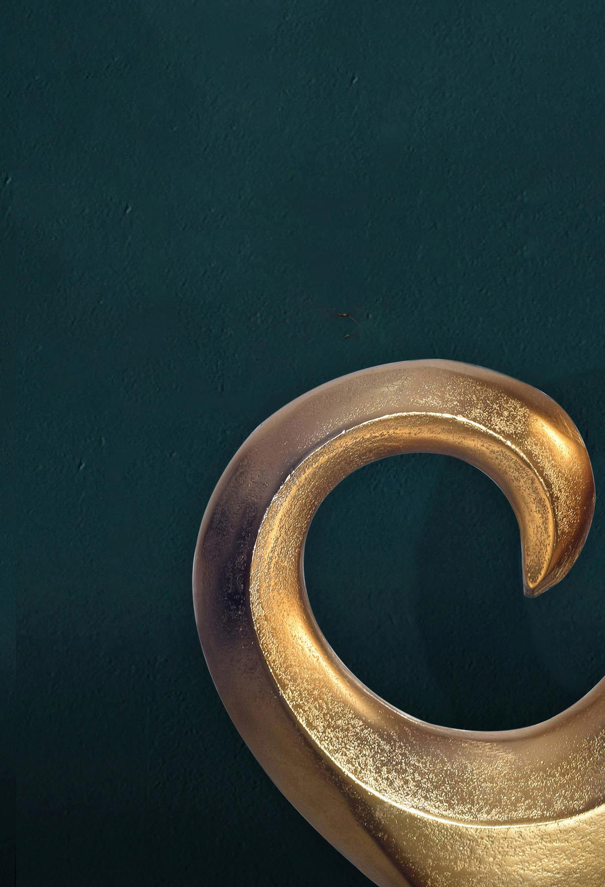 DEKOVASE DEKOVASE SPIRALE GOLD - Goldfarben, Design, Metall (26/47/8cm) - Livetastic