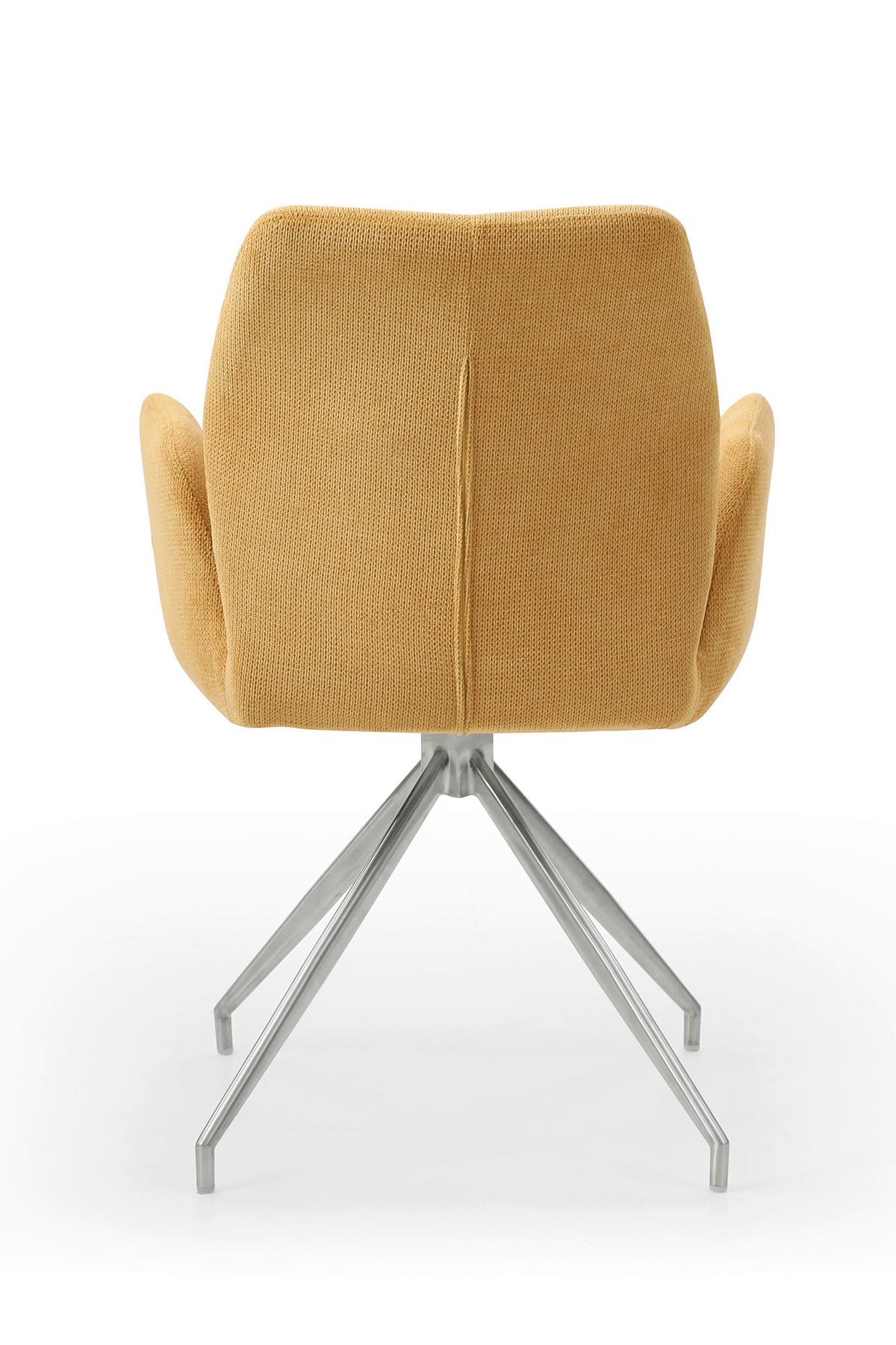 Naslanjač Sofija, Rumena, Vrtljiv - rumena/srebrne barve, Moderno, kovina/tekstil (60/89/62cm) - Livetastic