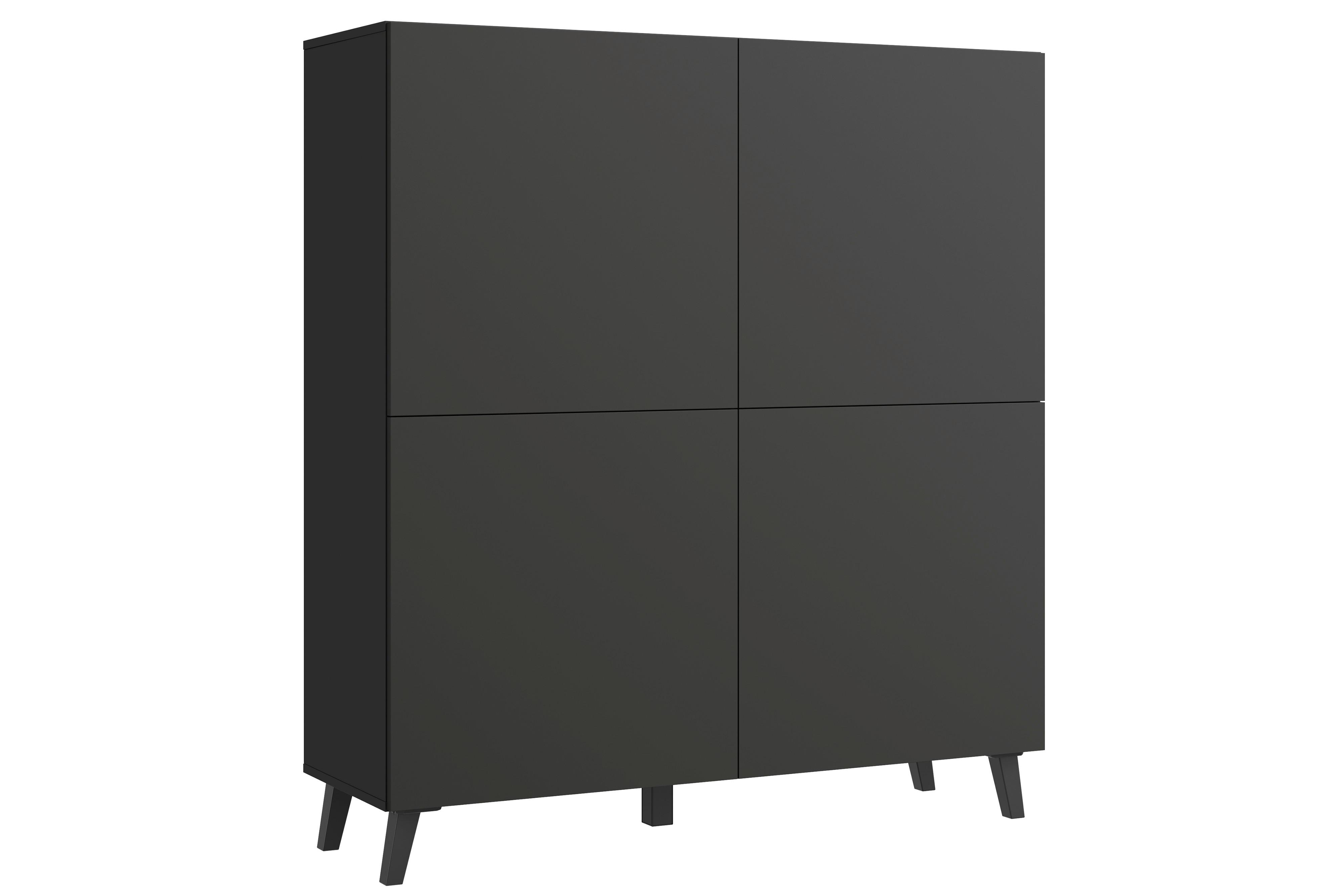 Highboard Highboard Phuket 120 - Schwarz, Design, Holzwerkstoff/Kunststoff (120/128/39cm) - P & B