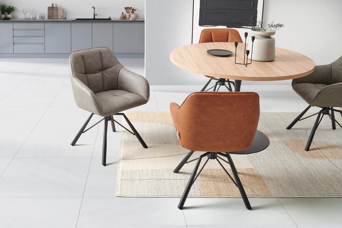 KRZESŁO Z PODŁOKIETNIKAMI ELLA - czarny/szary, Lifestyle, metal/tkanina (58.5/82.5/54.5cm) - MID.YOU