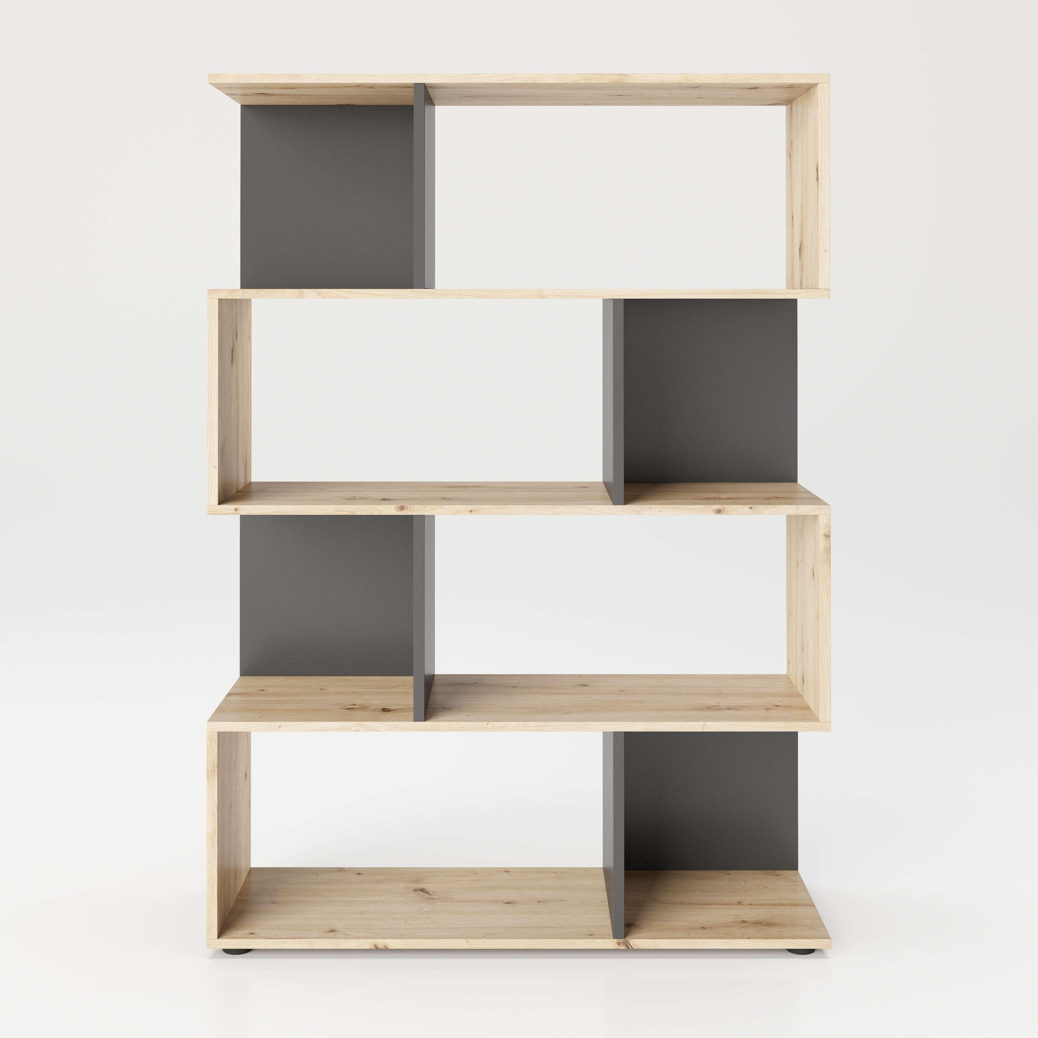 Regal Shelfy 8 Fächer ca. 103x146 cm Grau/Eiche - Eiche Artisan/Grau, MODERN, Holzwerkstoff (103/146/36cm) - MID.YOU