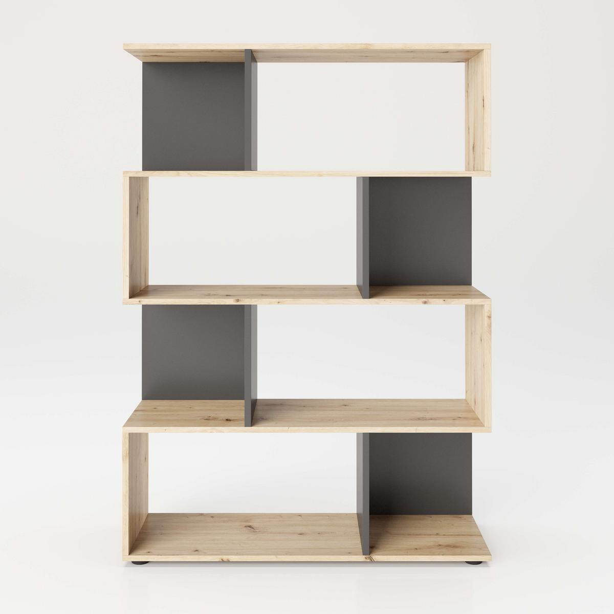 Regal Shelfy 8 Fächer ca. 103x146 cm Grau/Eiche - Eiche Artisan/Grau, MODERN, Holzwerkstoff (103/146/36cm) - MID.YOU