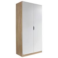 Drehtürenschrank Weiss,eiche - Weiss/Eichefarben, Modern, Holzwerkstoff (91/197/54cm) - Rauch Möbel