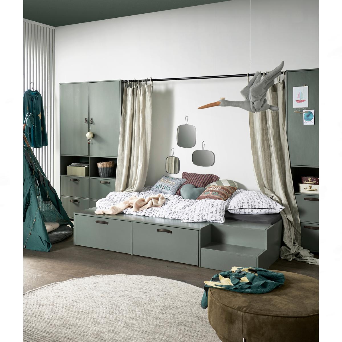 Bett Stage Dunkelgrün ca. 80x200 cm - Dunkelgrün, Design, Holz (80/200cm) - Livetastic
