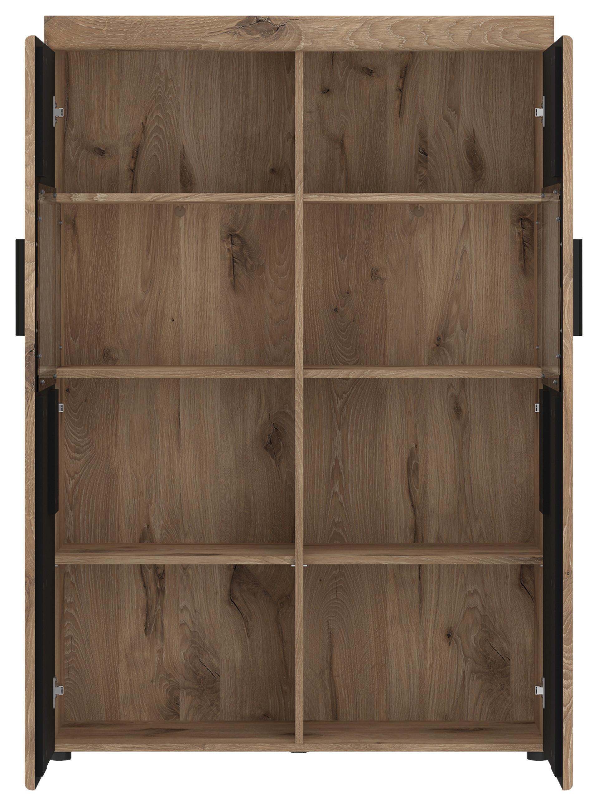 Vitrina Grano - boje hrasta/tamno siva, Trend, staklo/drvni materijal (101,9/149/37,4cm) - Modern Living