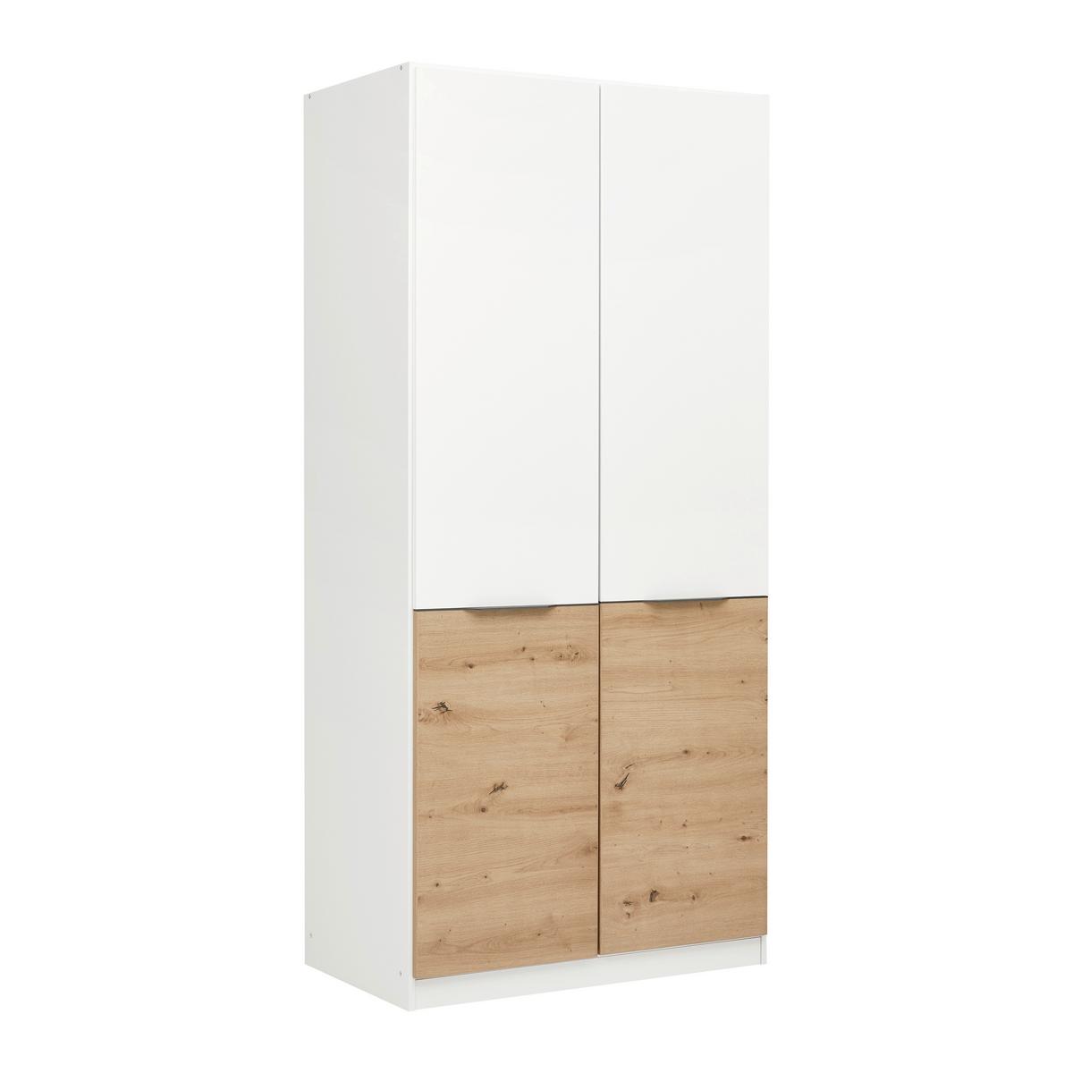 Drehtürenschrank Max Weiss/Eiche Artisan - Weiss/Eiche Artisan, Konventionell, Holzwerkstoff/Kunststoff (91/197/54cm) - Mömax