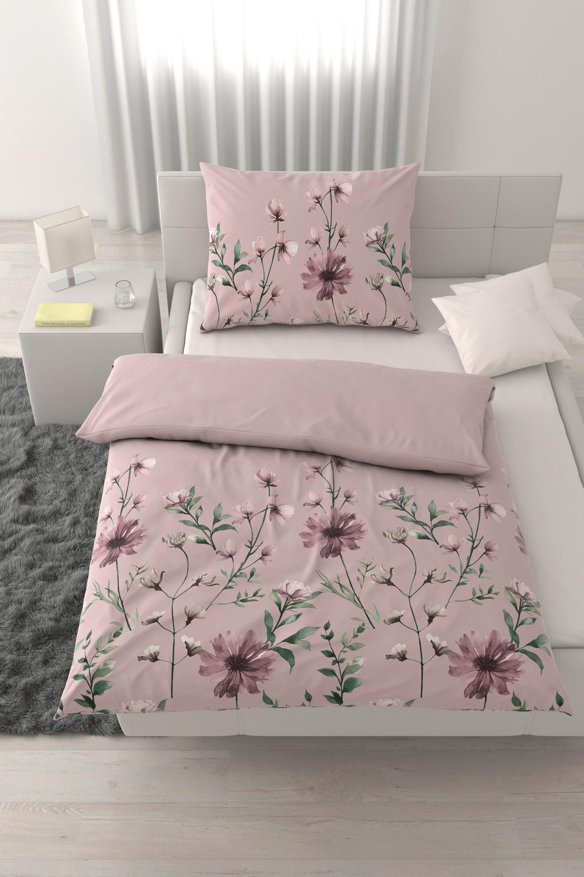 Bettwäscheset WIESE - Mauve, Konventionell, Textil (160/210cm) - Mömax