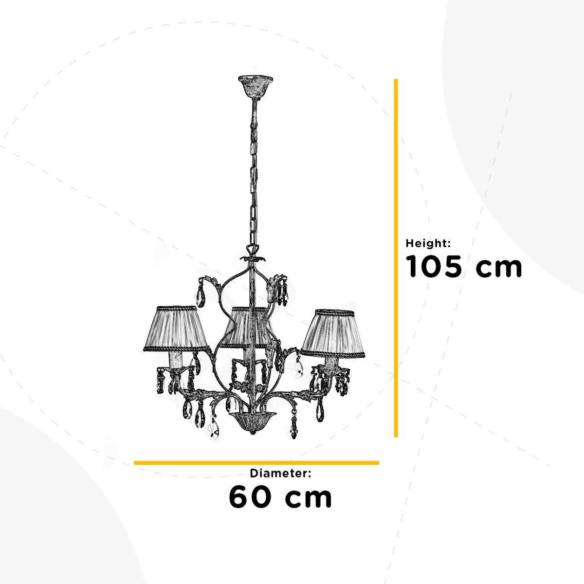 Kristall-Hängeleuchte Karen Weiß max. 6 Watt - Weiß, Natur, Glas/Textil (60/105cm)