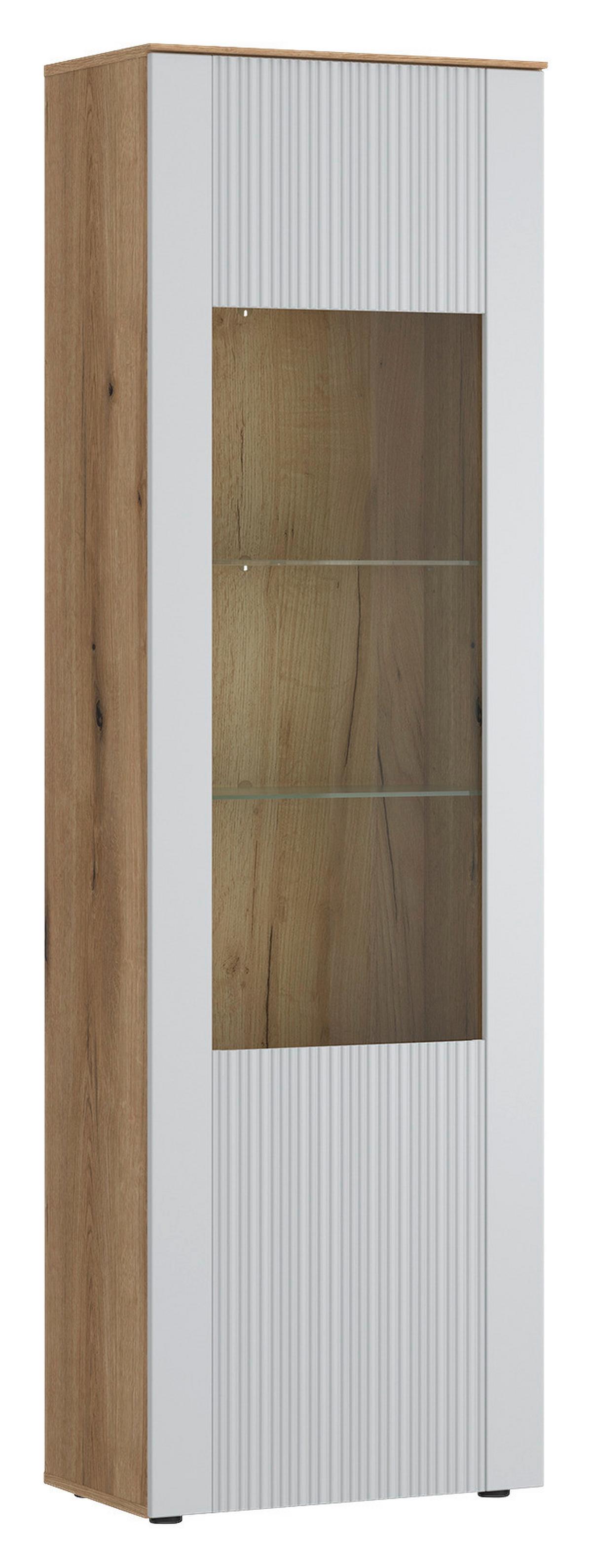 Vitrina Manilla, Barva Hrasta, Svetlo Siva - barve hrasta/svetlo siva, Trend, umetna masa/steklo (59/200,3/40cm)