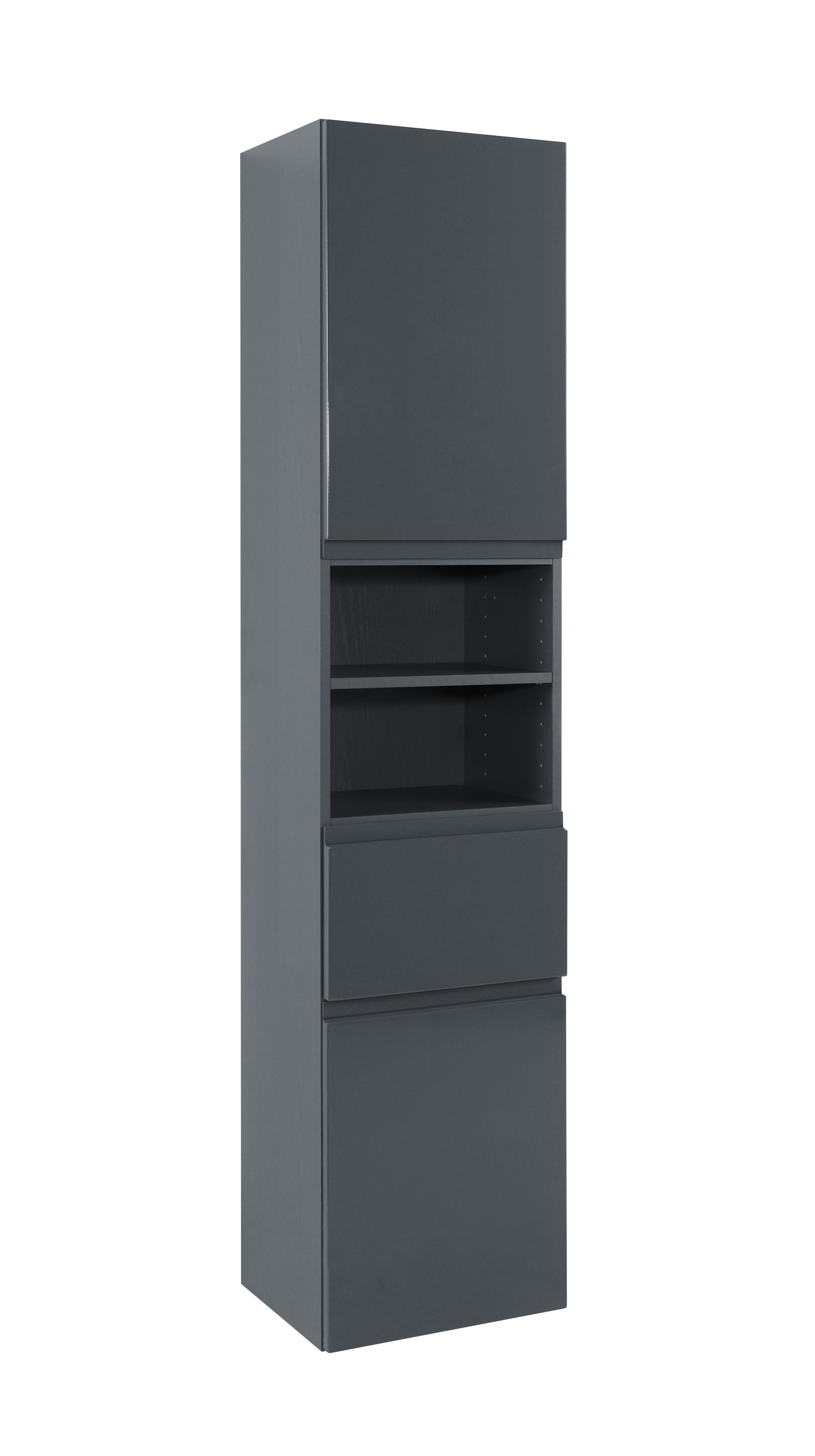 Hochschrank Cardiff Grau - Graphitfarben, Design, Holzwerkstoff (40/180/35cm) - Held