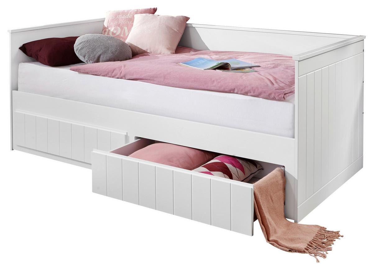 Mladinska Raztegljiva Postelja Timmi, Bela, 90-180x200 - bela, Moderno, leseni material (90/200cm) - MID.YOU