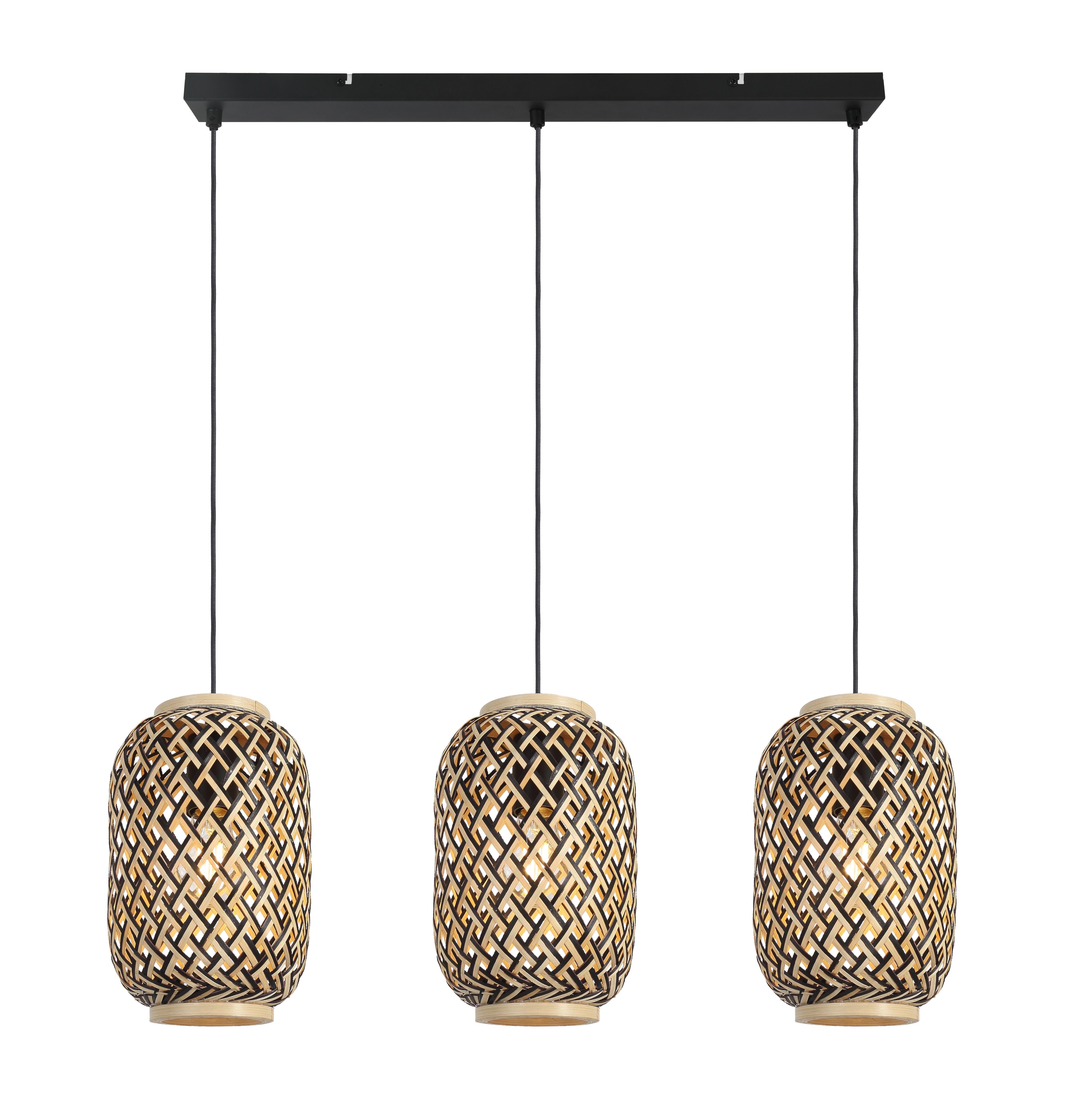 Viseča Svetilka Zuro - naravna/črna, Romantika, kovina/naravni materiali - Modern Living