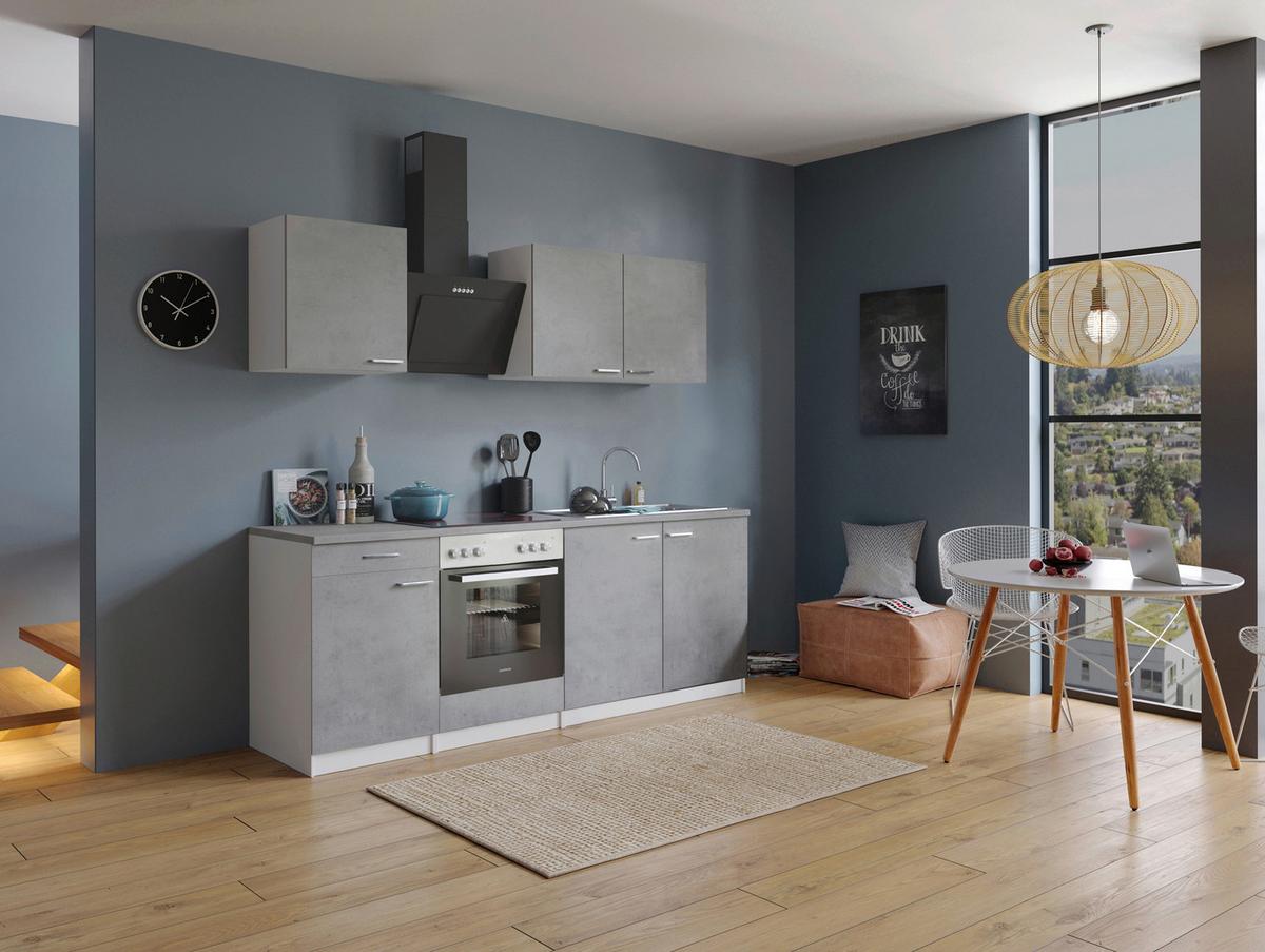 Kuhinjski Blok Z Aparati Malia, 210cm - barve nerjavečega jekla/siva, Basics, kovina/leseni material (210cm) - Respekta