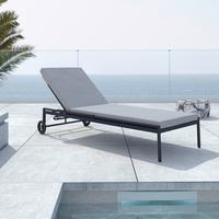 Gartenliege Fenja Hellgrau Outdoorstoff/Metall - Dunkelgrau/Hellgrau, MODERN, Kunststoff/Textil (210/65/32cm) - Bessagi Garden