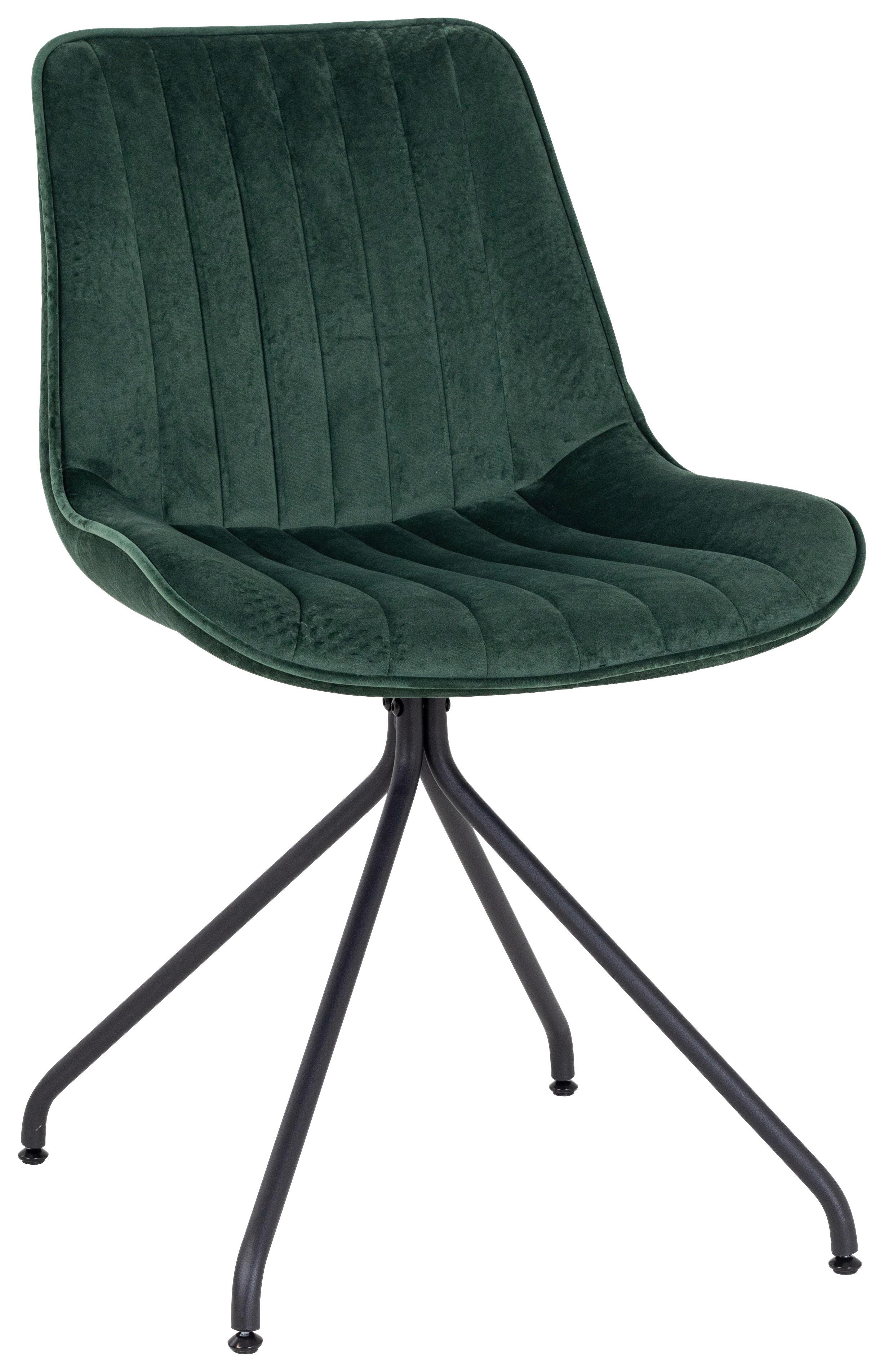 Stuhl aus Samt in Grün - Schwarz/Grün, MODERN, Textil/Metall (50/83,5/51cm) - Modern Living