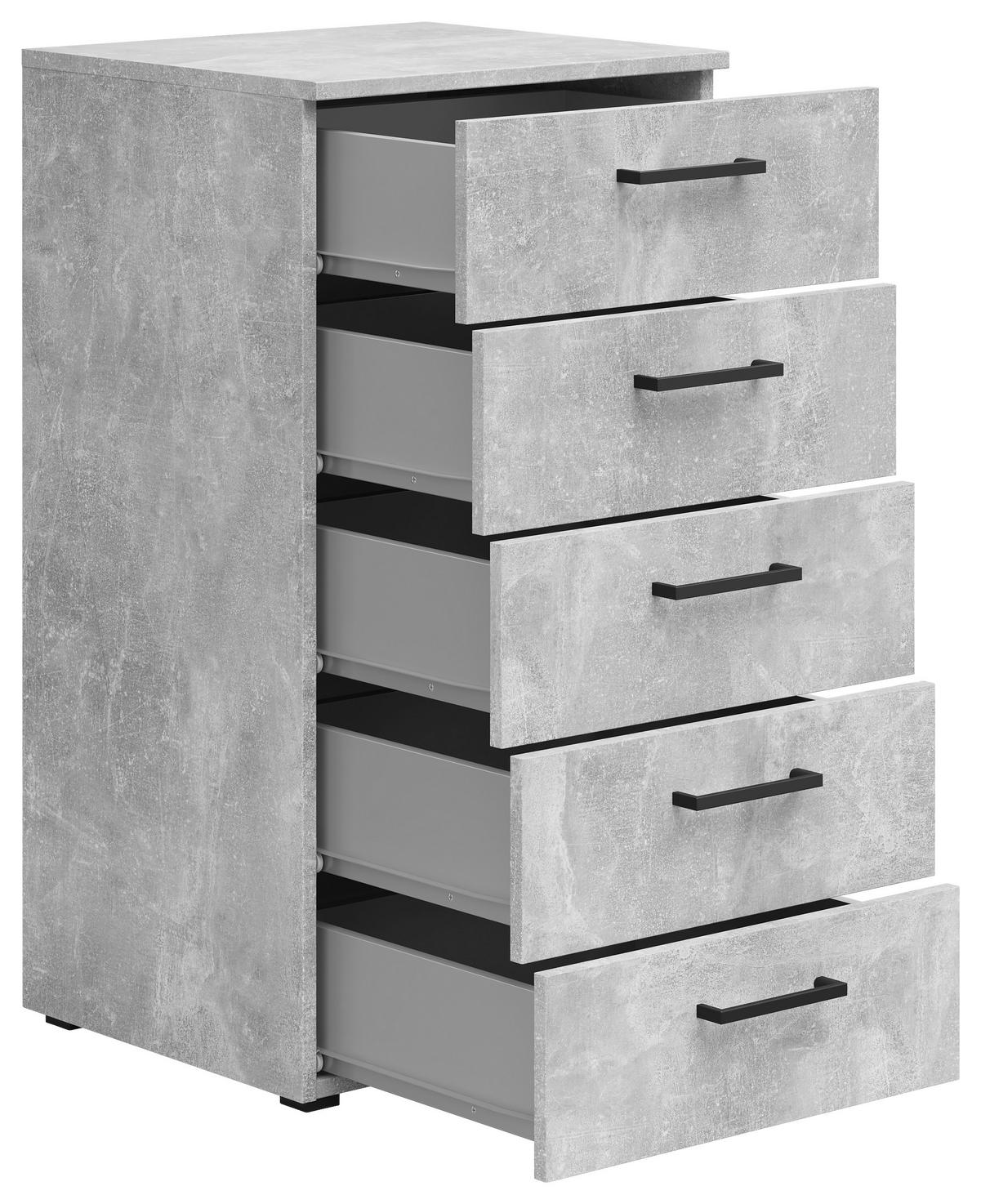 Kommode Multistauraum Betonoptik - Anthrazit/Schwarz, MODERN, Holzwerkstoff/Kunststoff (45/83/40cm) - Mömax