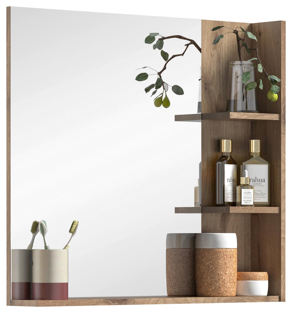 Wandspiegel Mason ca. 79x73 cm Eiche/Grau - Eichefarben/Grau, MODERN, Glas/Holzwerkstoff (79/73/13cm) - MID.YOU