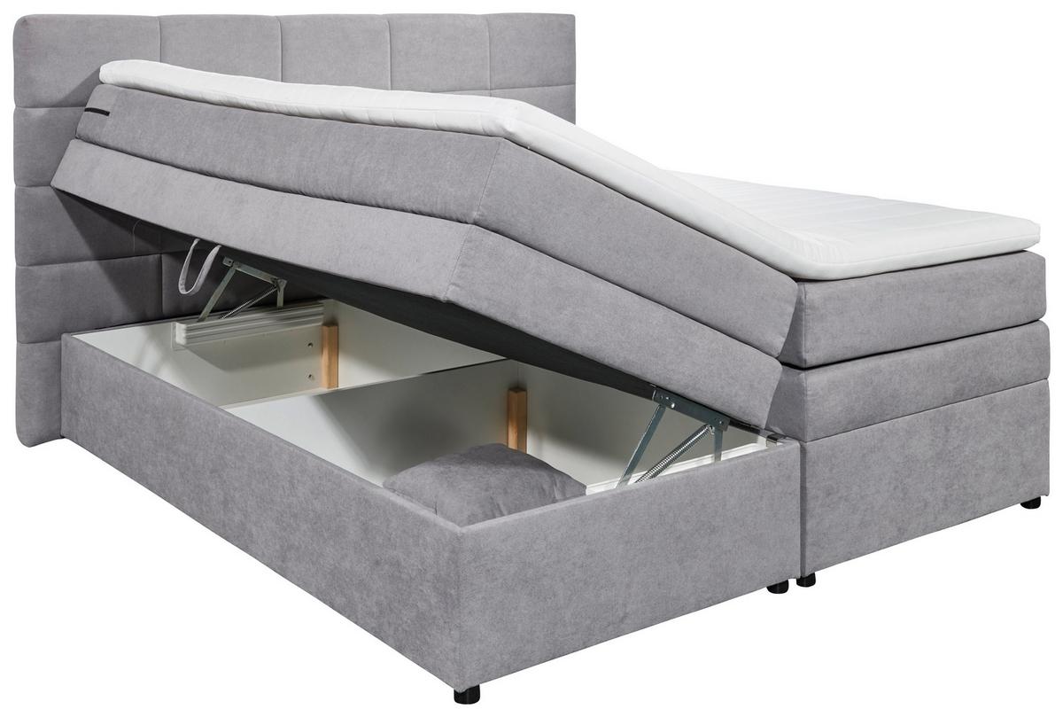 Boxspringbett Tacoma 3 inkl. Topper ca. 180x200cm Anthrazit - Hellgrau, KONVENTIONELL, Kunststoff (180/200cm) - MID.YOU