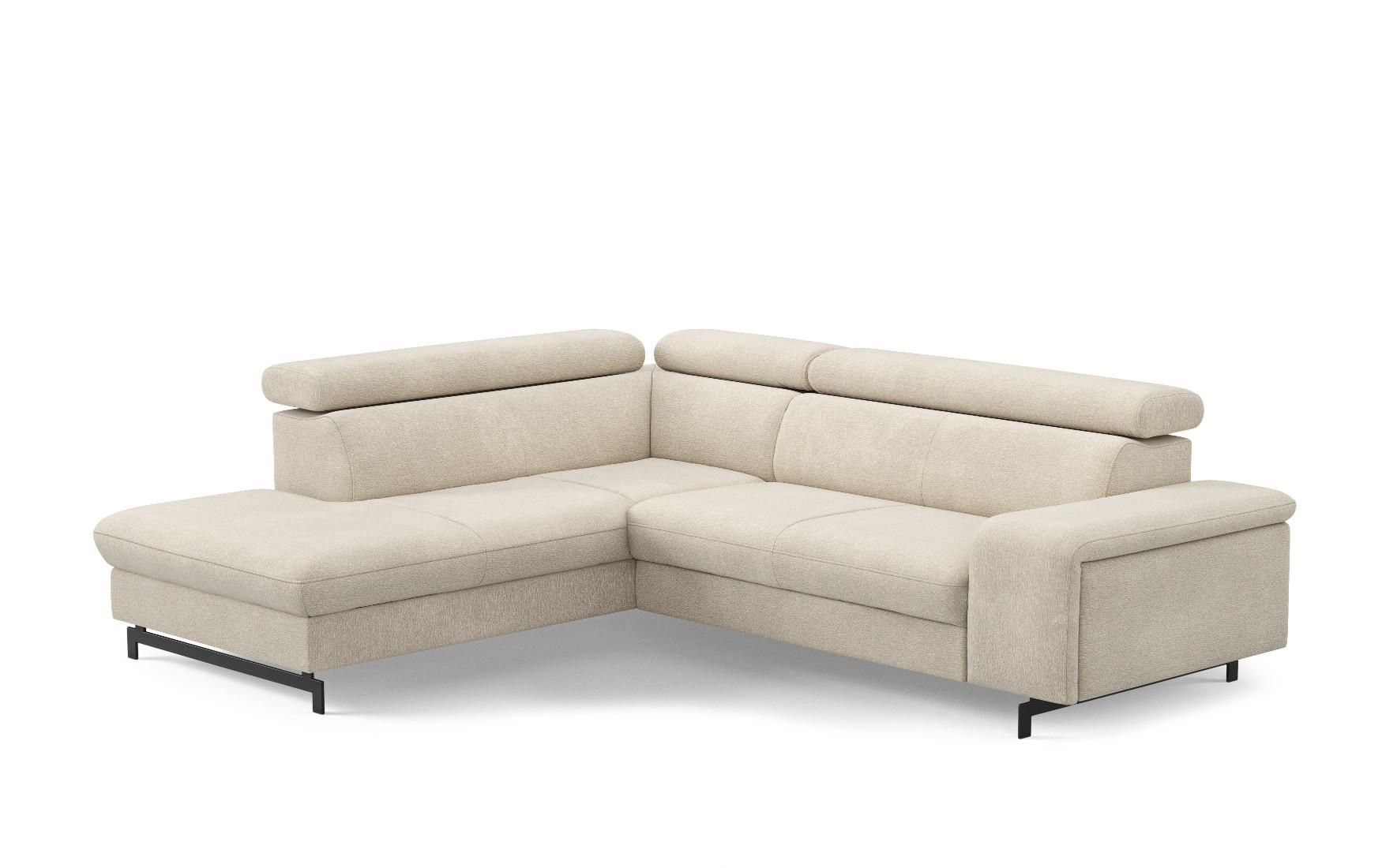 Sarokgarnitúra Emma - bézs, Modern, faalapú anyag/textil (215/81/97/262cm) - Mömax
