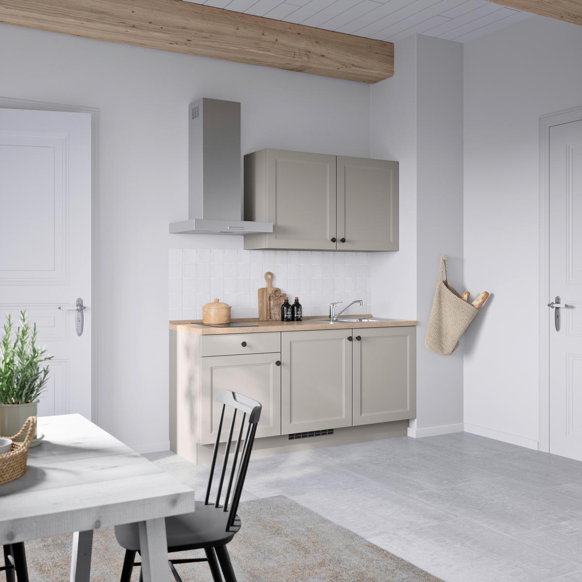 Küchenblock Cascada Low m. Geräten Grau - Eiche dunkel/Schwarz, MODERN, Holzwerkstoff/Metall (180cm) - Nobilia