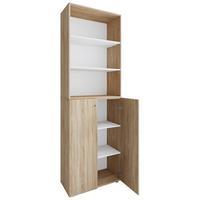 Schuhschrank LONA Sonoma Eiche ca. 70x220x40 cm - Silberfarben/Schwarz, Design, Holzwerkstoff/Kunststoff (70/220/40cm) - MID.YOU