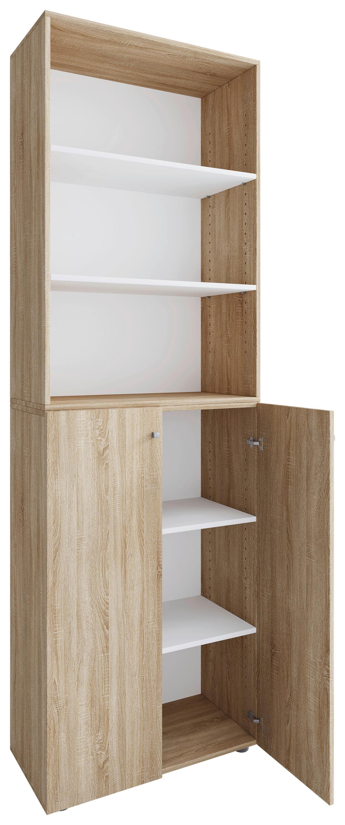 Schuhschrank LONA Sonoma Eiche ca. 70x220x40 cm - Silberfarben/Schwarz, Design, Holzwerkstoff/Kunststoff (70/220/40cm) - MID.YOU