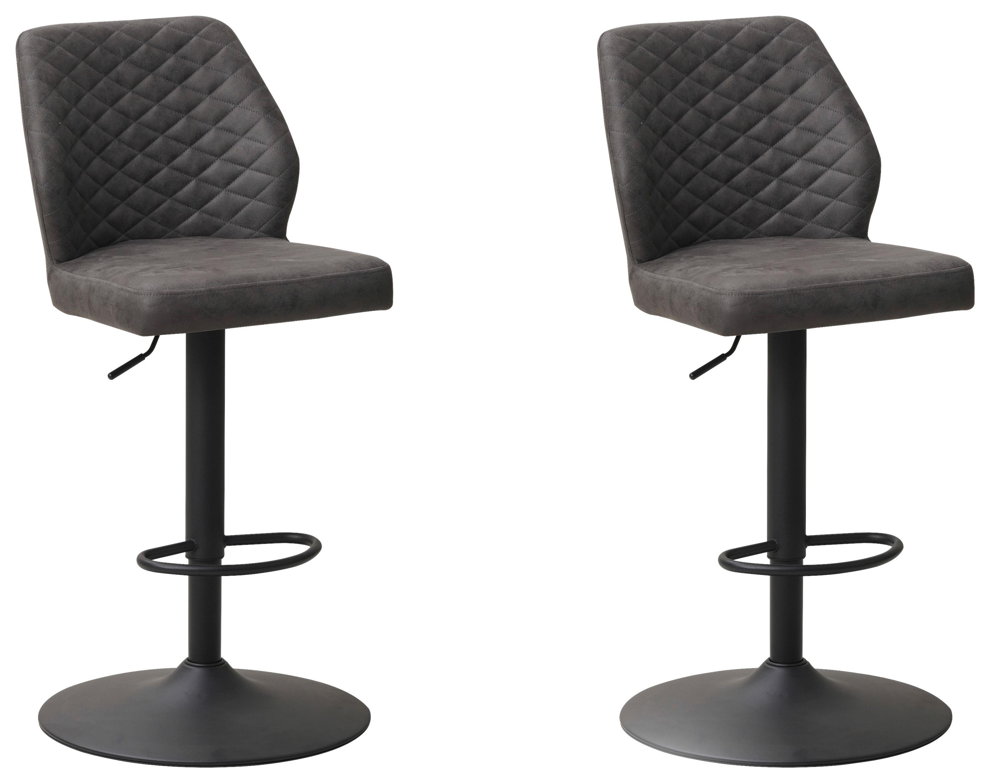 Barhocker-Set Grayson 2er-Set ca. 42x114 cm Anthrazit - Anthrazit/Schwarz, KONVENTIONELL, Textil/Metall (42/114/52cm) - MID.YOU